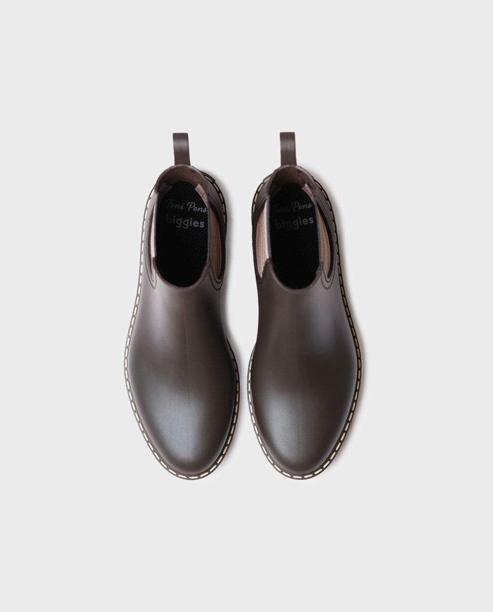 Botins de Água de Borracha com Elásticos Castanho-3
