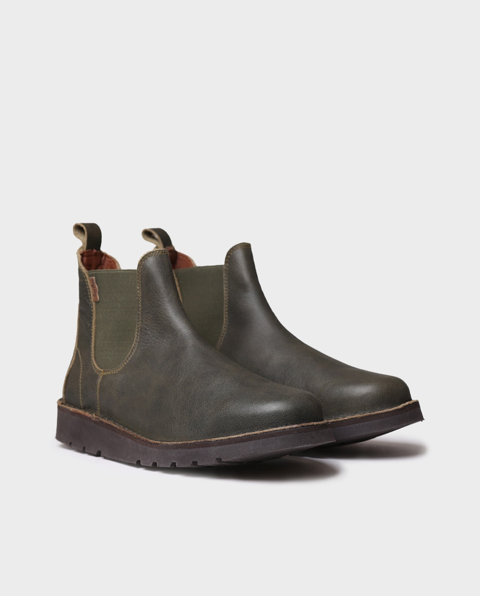 Botins de Pele com Elásticos Caqui-2