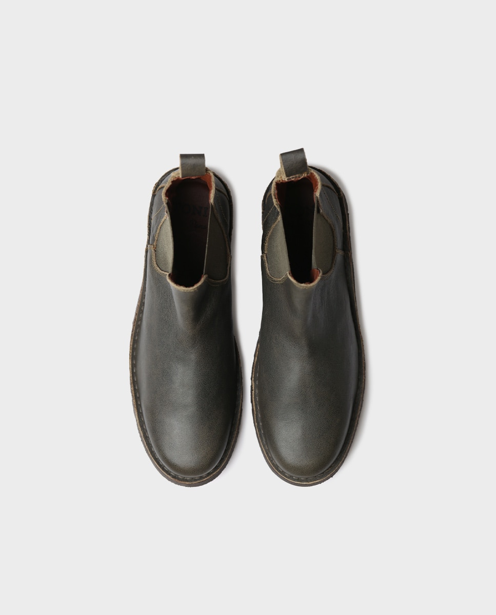 Botins de Pele com Elásticos Caqui-3