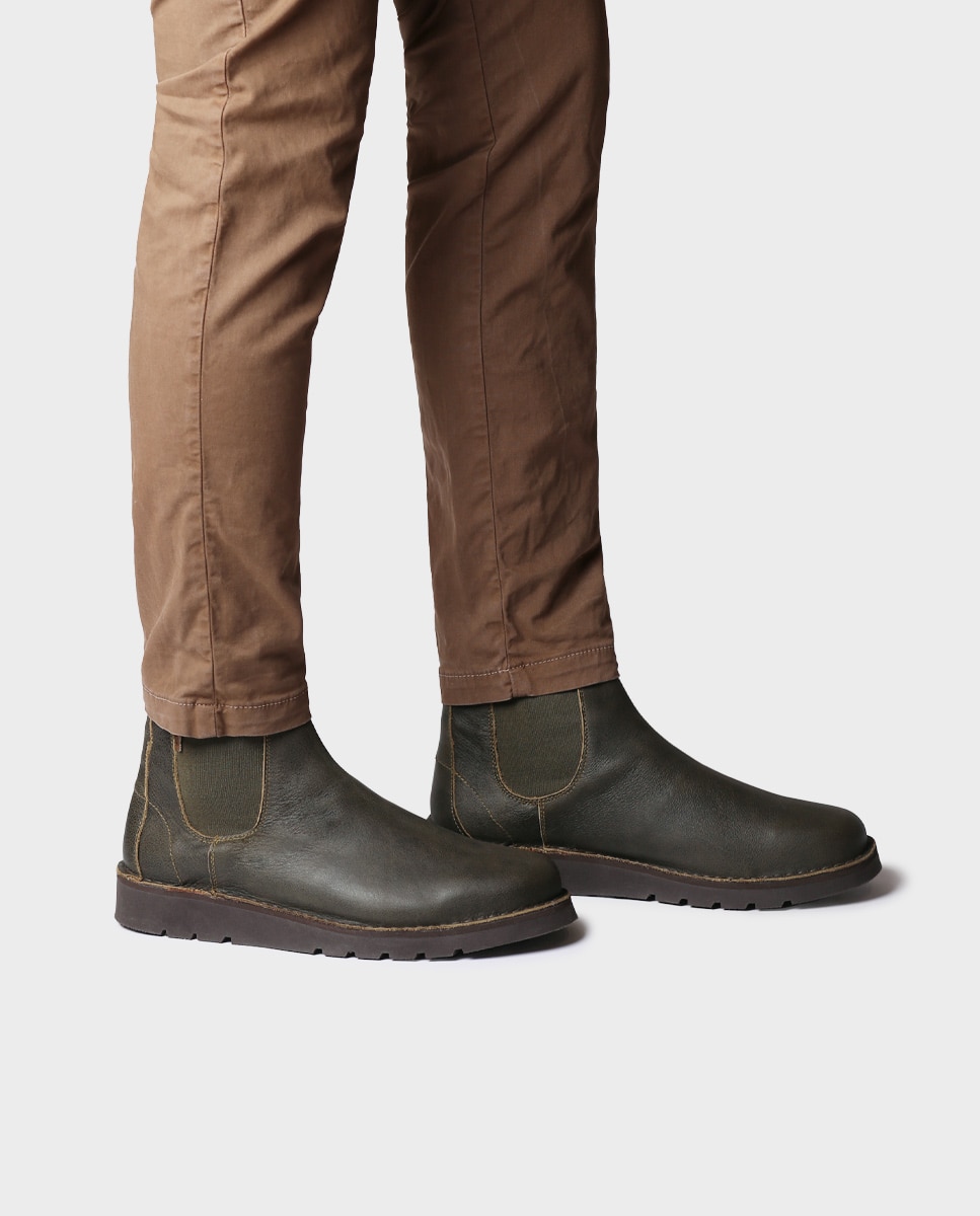 Botins de Pele com Elásticos Caqui-4