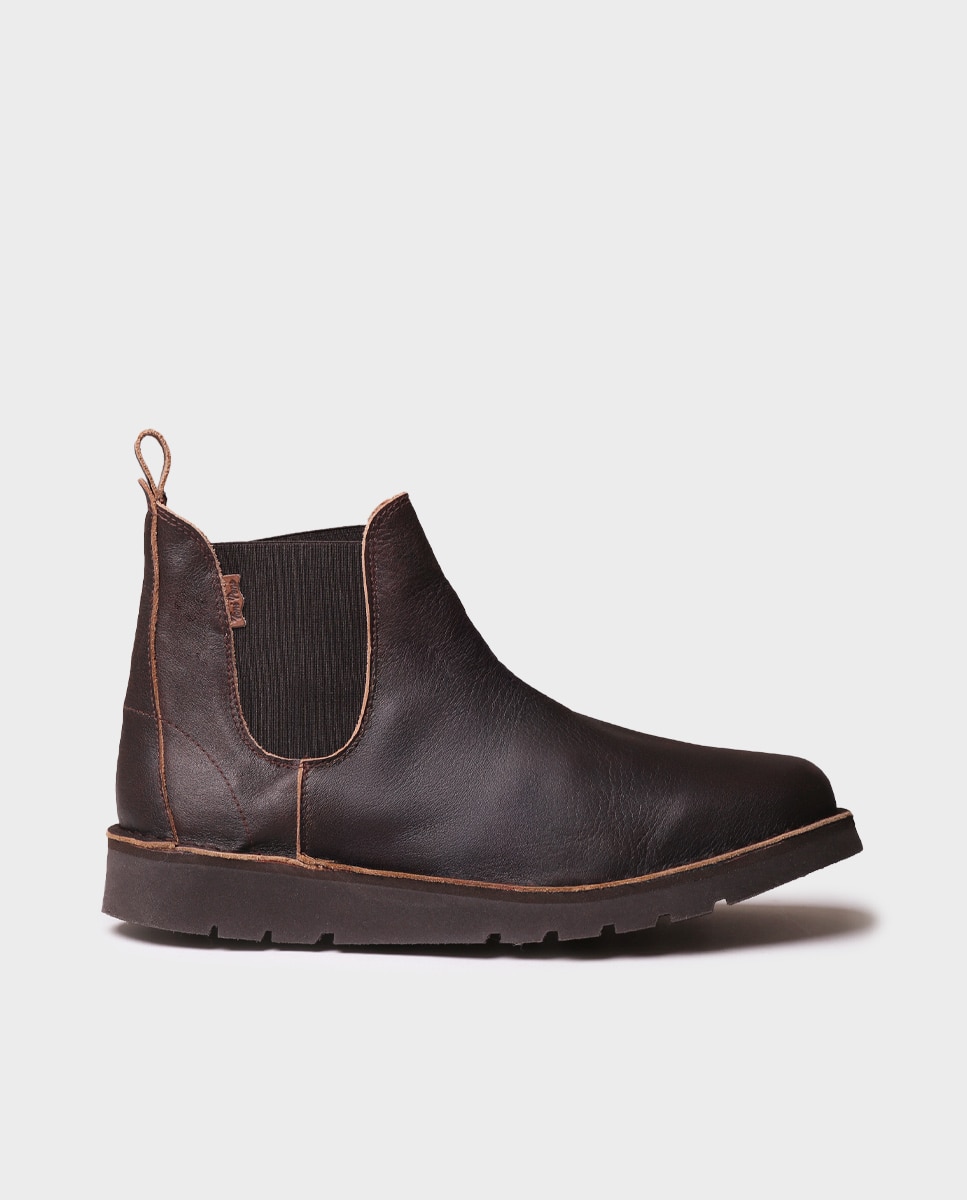 Botins de Pele com Elásticos Castanho-1