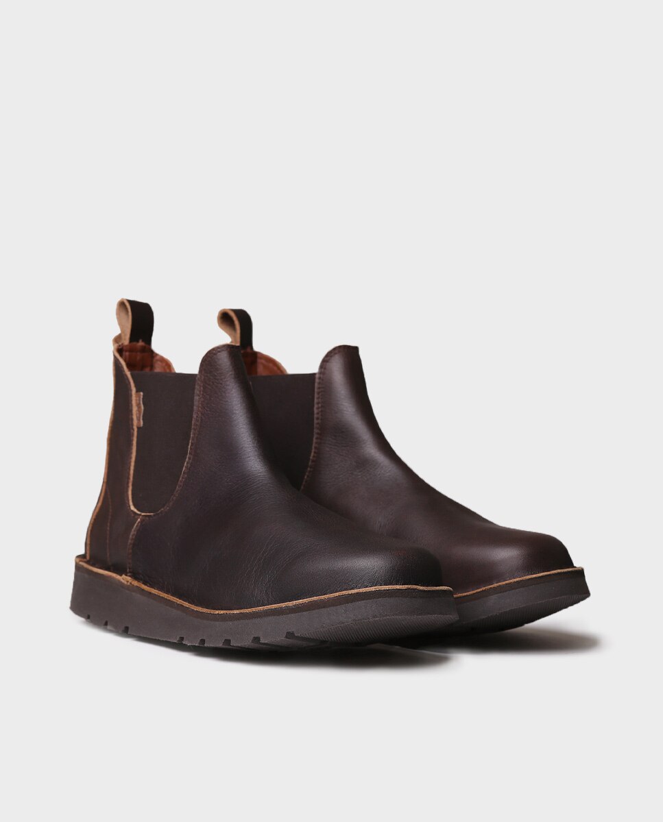 Botins de Pele com Elásticos Castanho-2