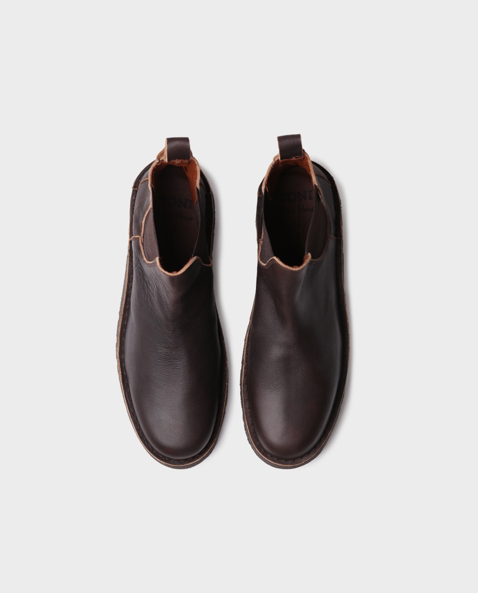 Botins de Pele com Elásticos Castanho-3