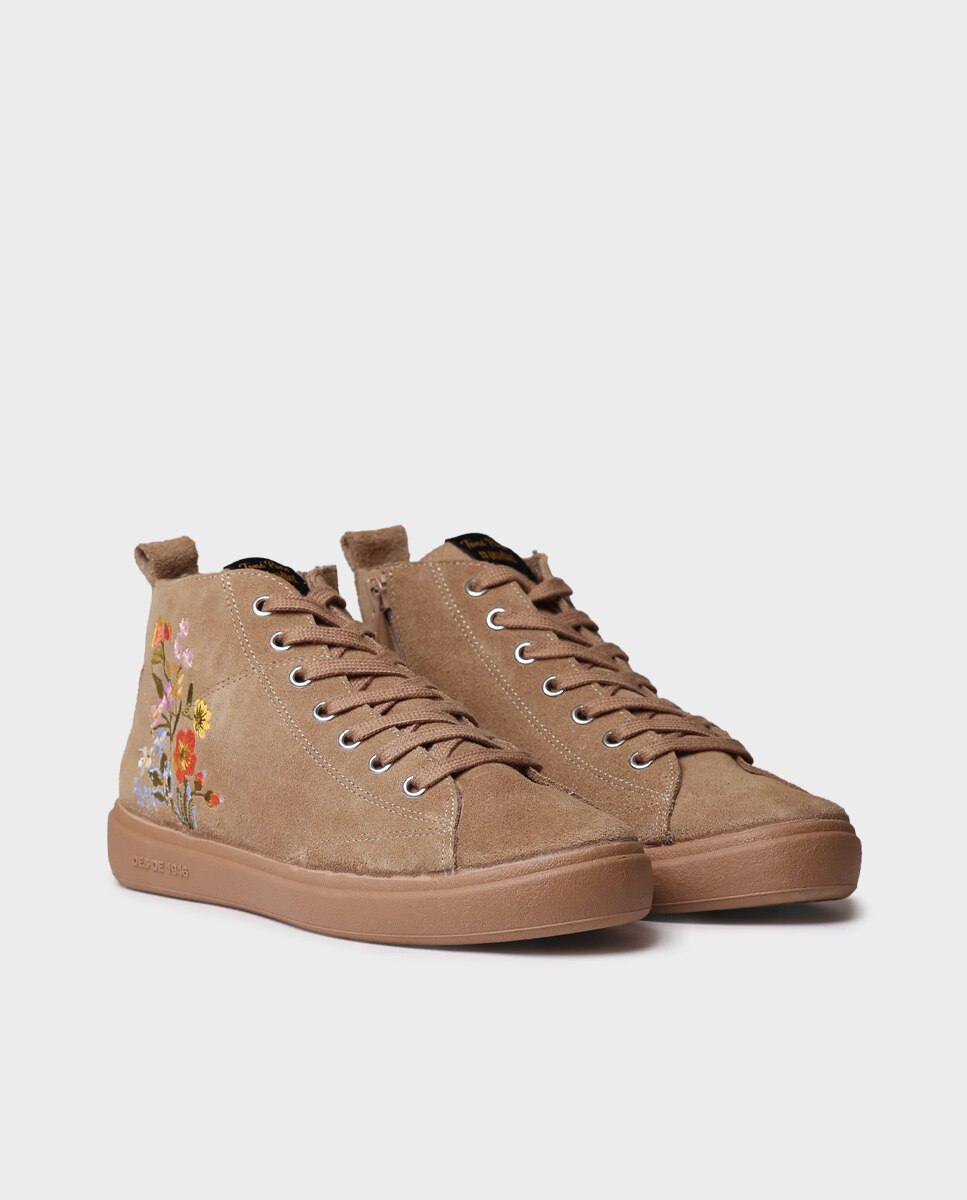 Sapatilhas de Camurça com Atacadores Castanho-claro-2