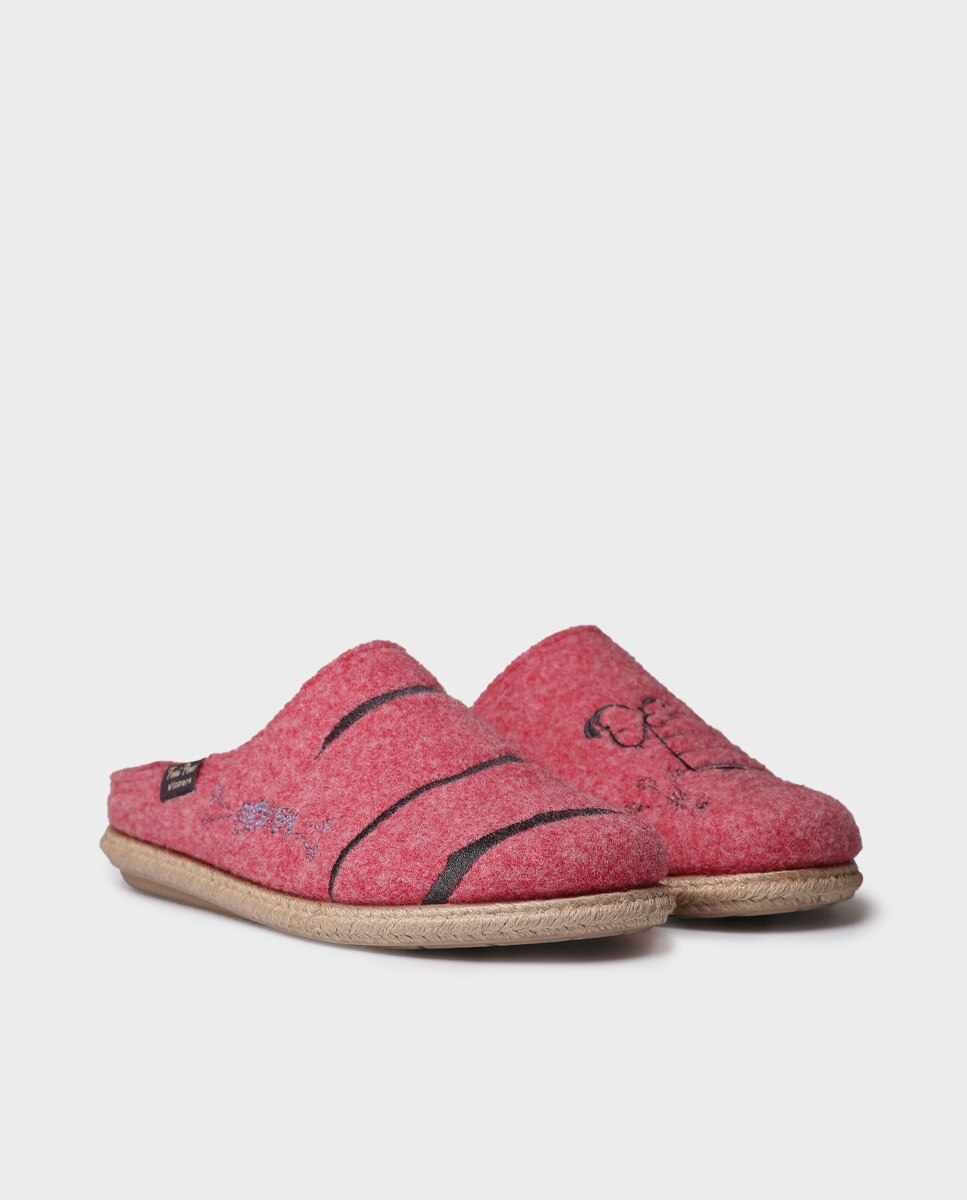 Pantufas de Feltro de Snoopy Vermelho-2