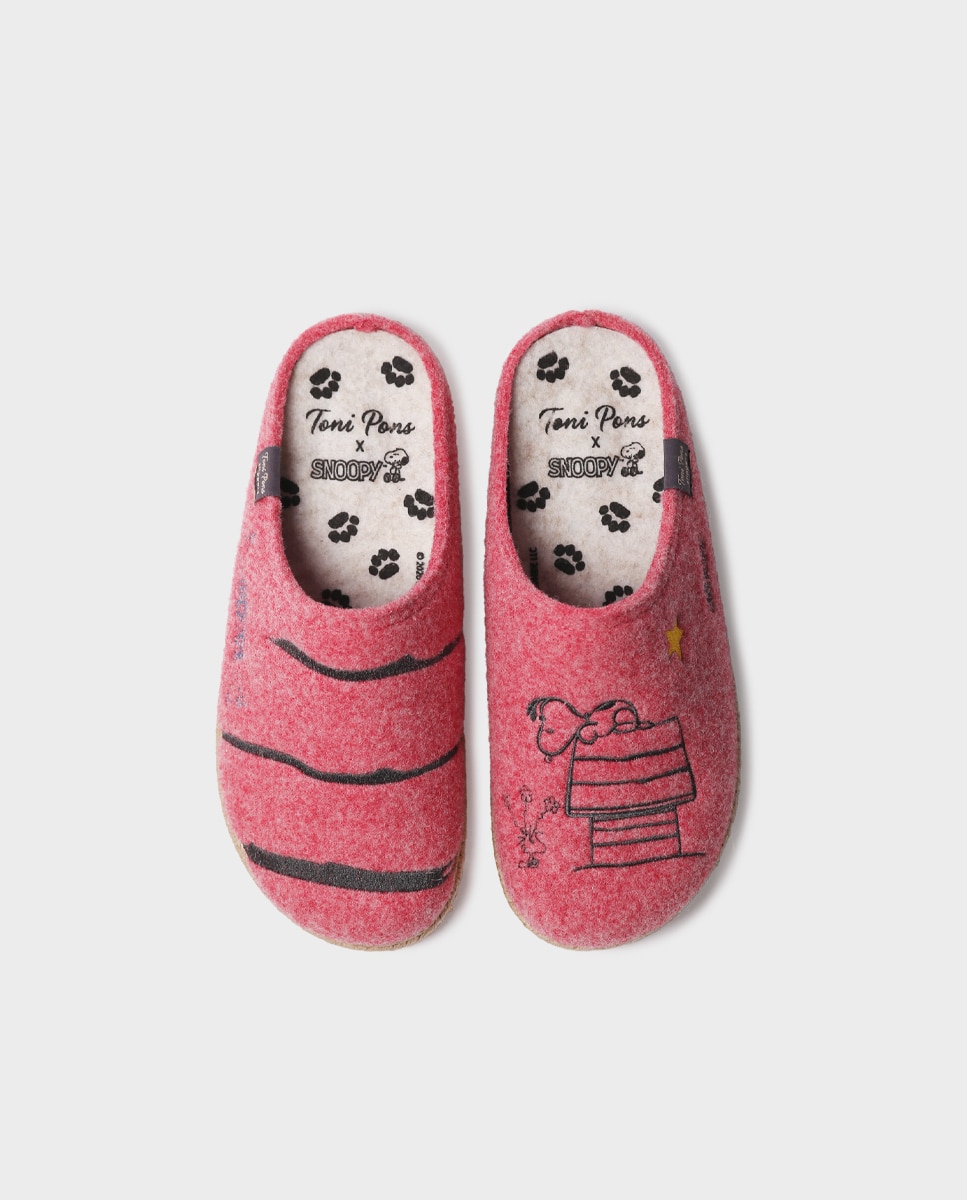 Pantufas de Feltro de Snoopy Vermelho-3