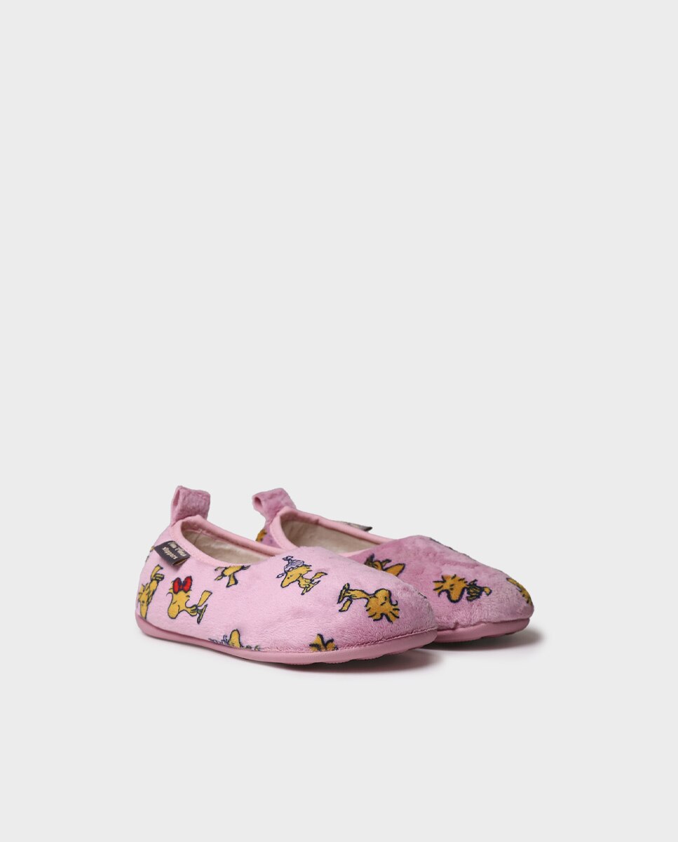 Pantufas Infantil de Pelo Suave de Snoopy Toni Pons Rosa-2