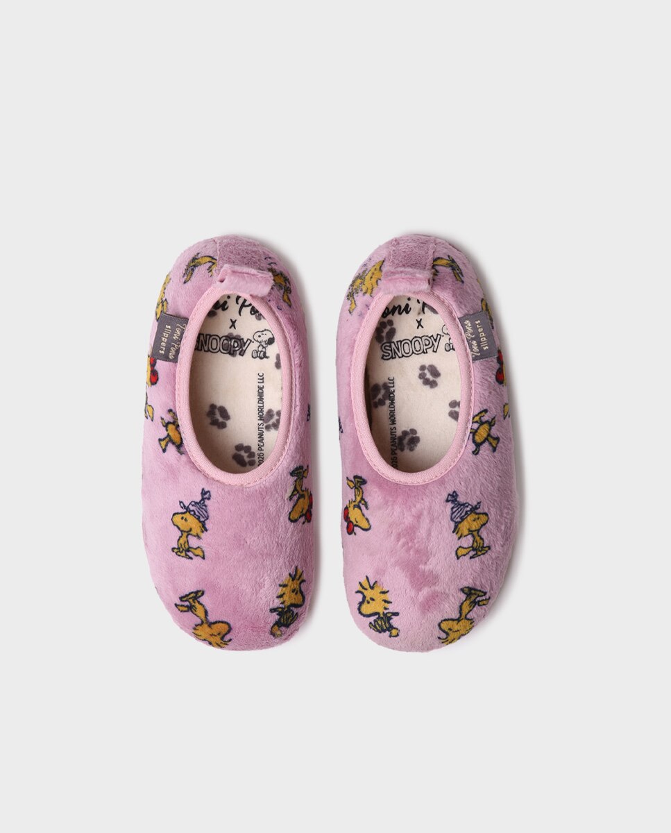 Pantufas Infantil de Pelo Suave de Snoopy Toni Pons Rosa-3