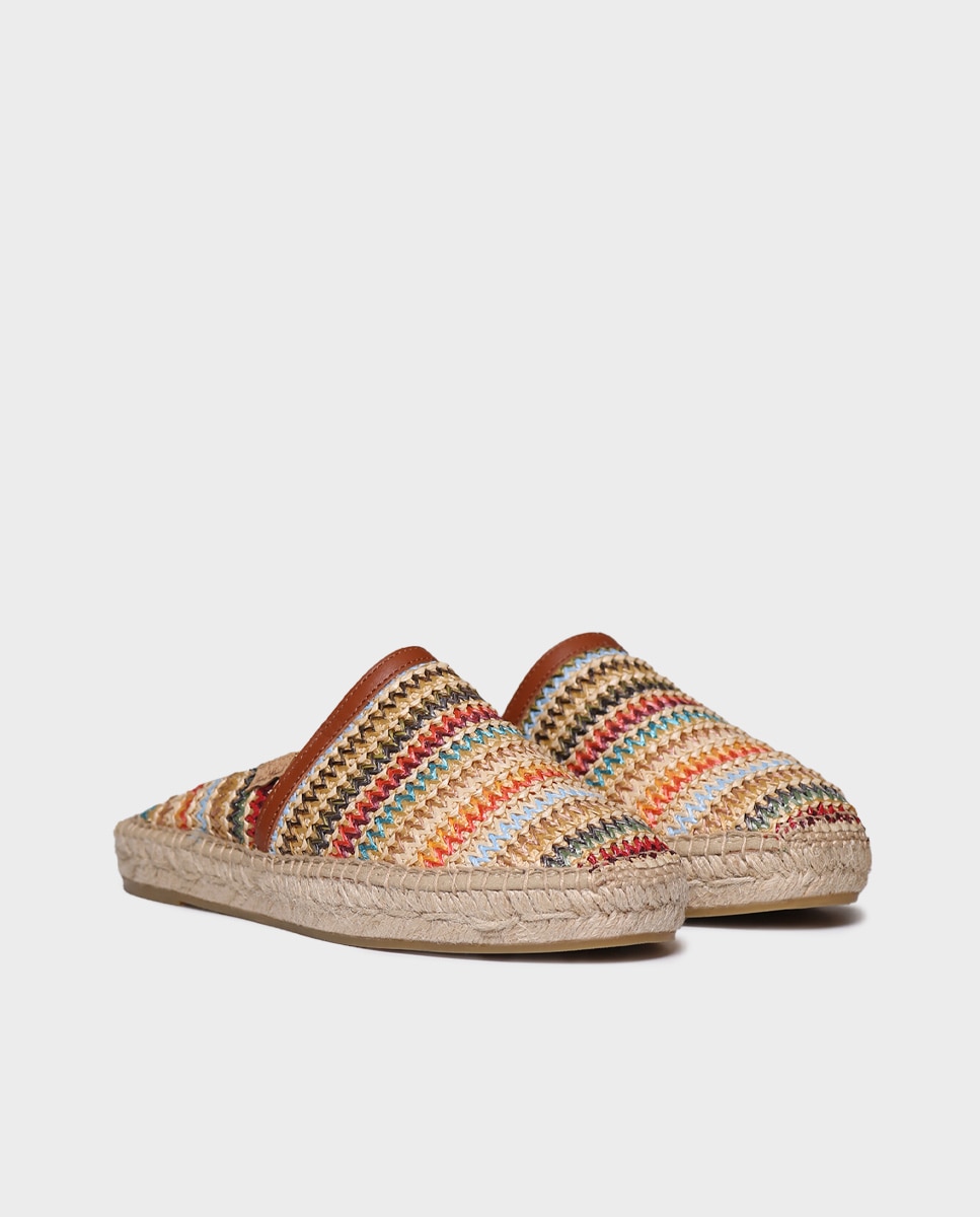 Alpercatas Rasas de Ráfia Tipo Mules Multicolor-2
