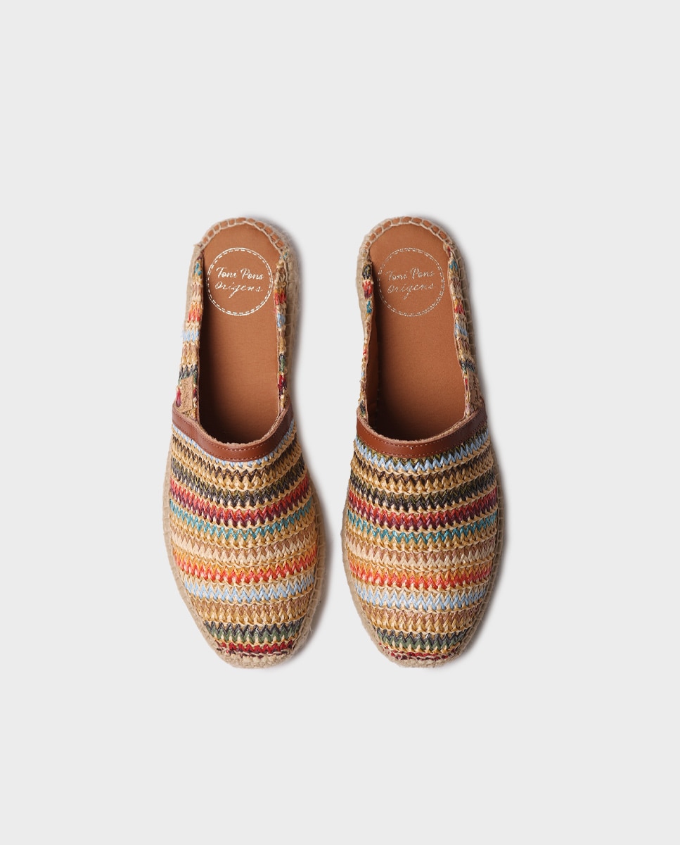 Alpercatas Rasas de Ráfia Tipo Mules Multicolor-3