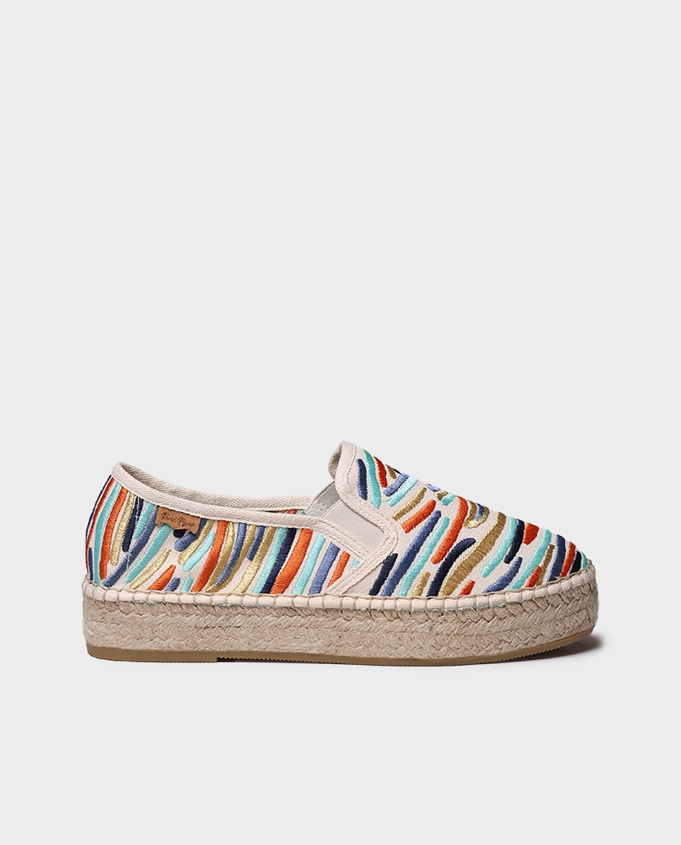 Alpercatas de Plataforma Estampadas com Elásticos Azul-claro-1