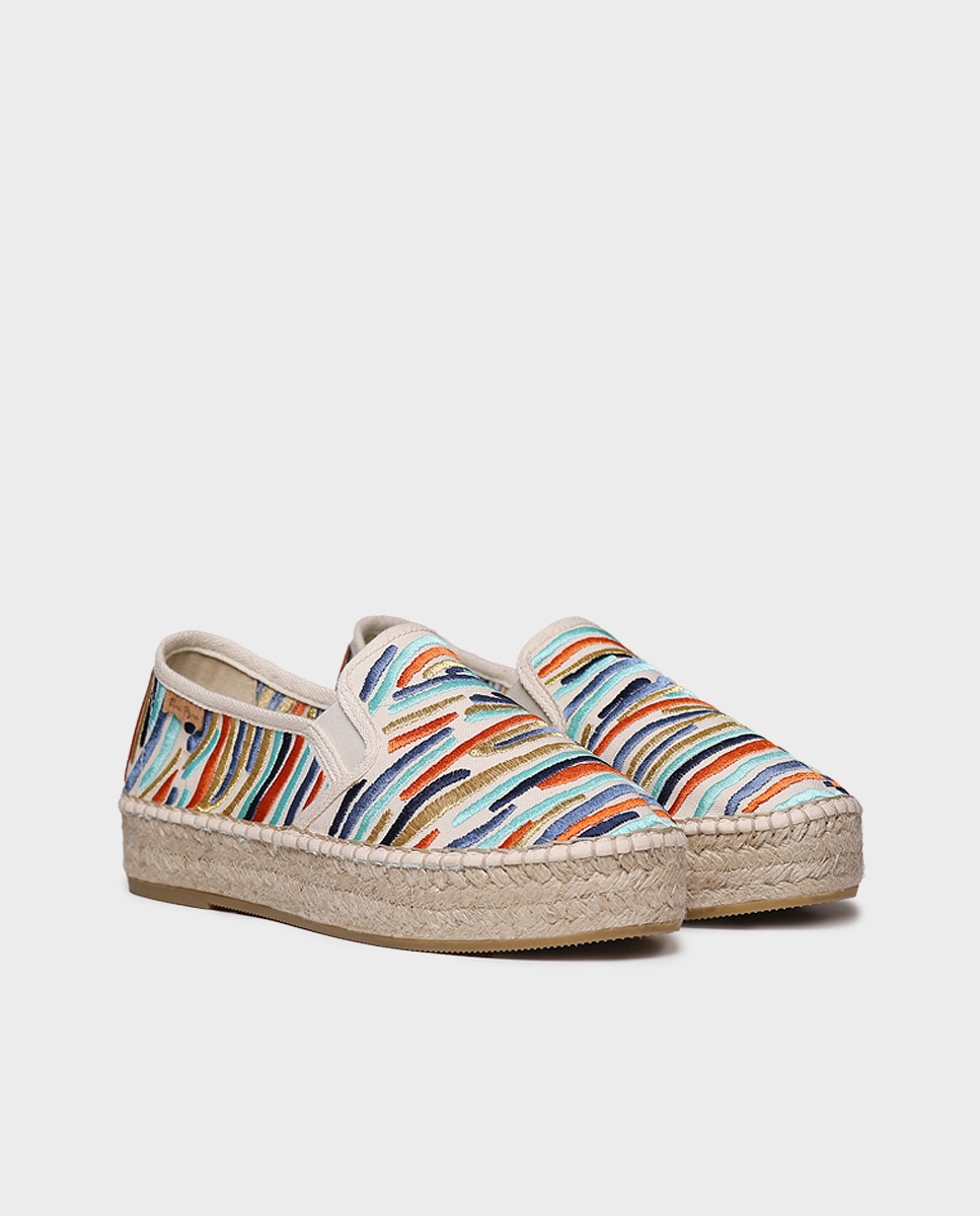 Alpercatas de Plataforma Estampadas com Elásticos Azul-claro-2