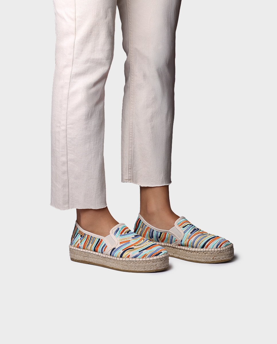 Alpercatas de Plataforma Estampadas com Elásticos Azul-claro-4