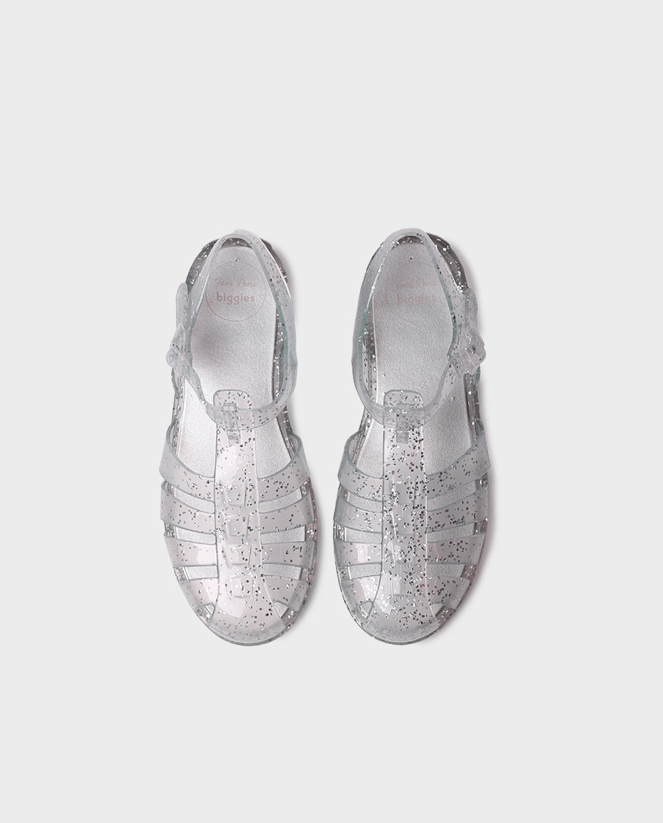 Sandálias de Borracha com Fivela Transparente-3