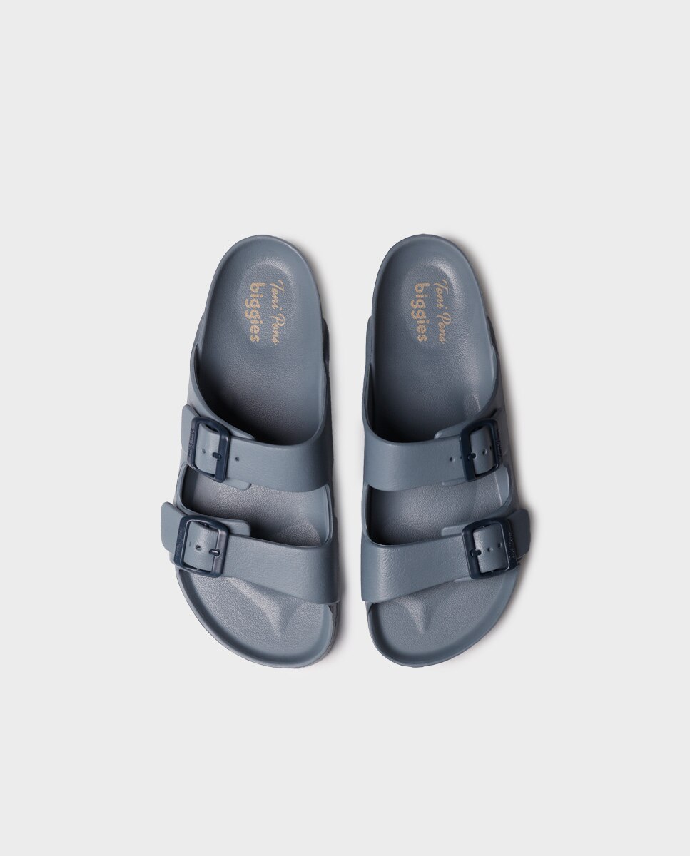 Chinelos de Borracha com Fivelas Azul-3