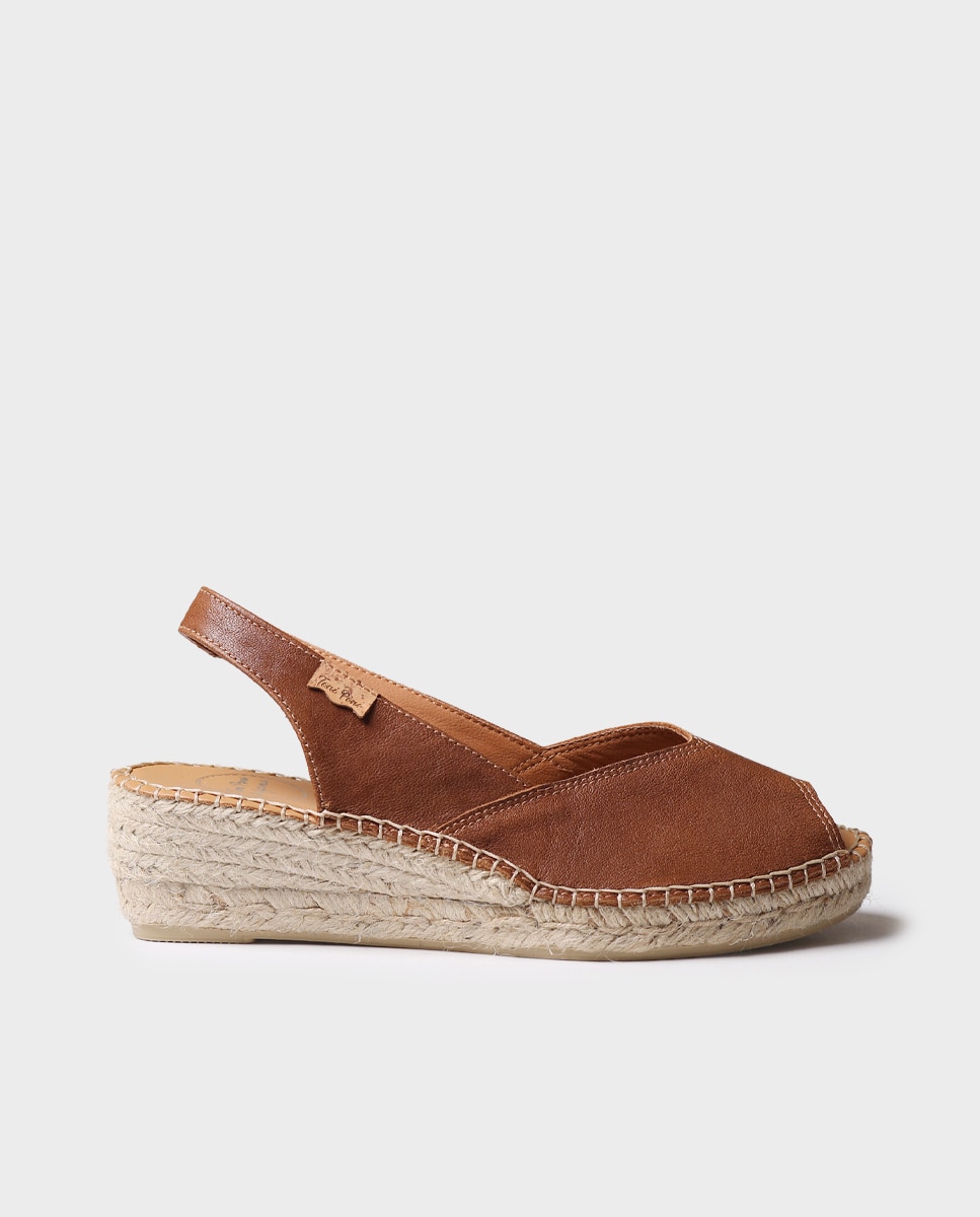 Imagem 0 de Alpercatas de Cunha em Pele com Elástico