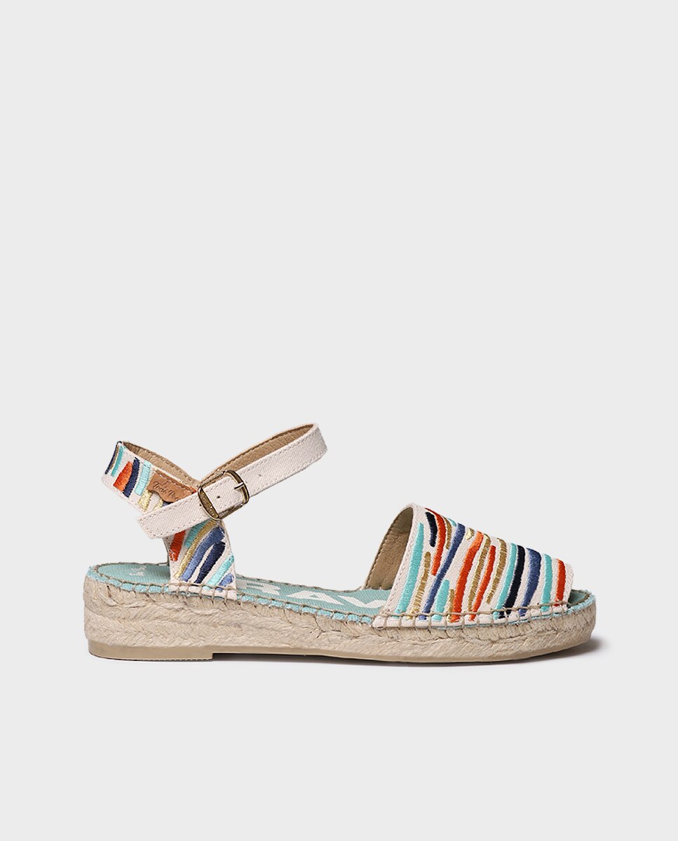 Alpercatas Rasas Estampadas com Fivela Azul-claro-1