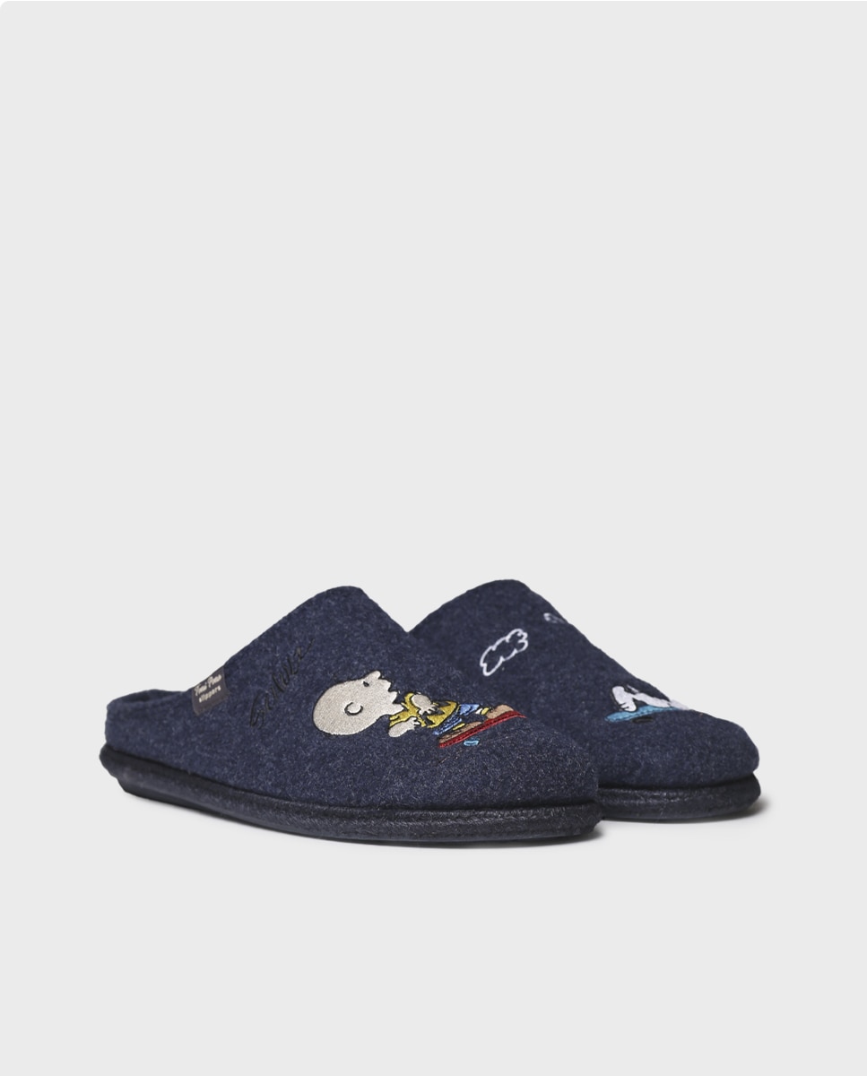 Pantufas de Feltro de Snoopy Azul-marinho-2