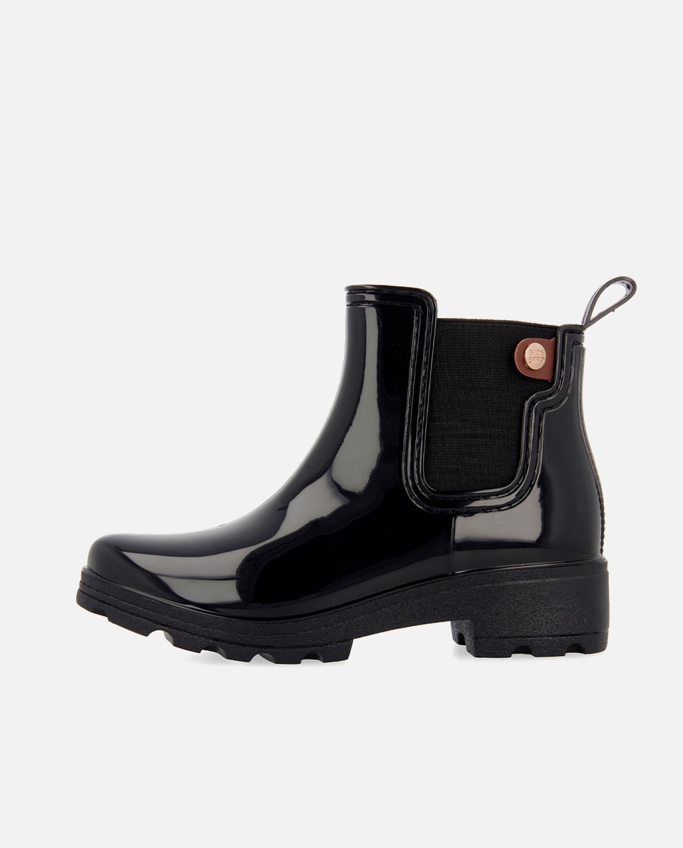 Botins de Água Estilo Chelsea com Elásticos Laterais Preto-3