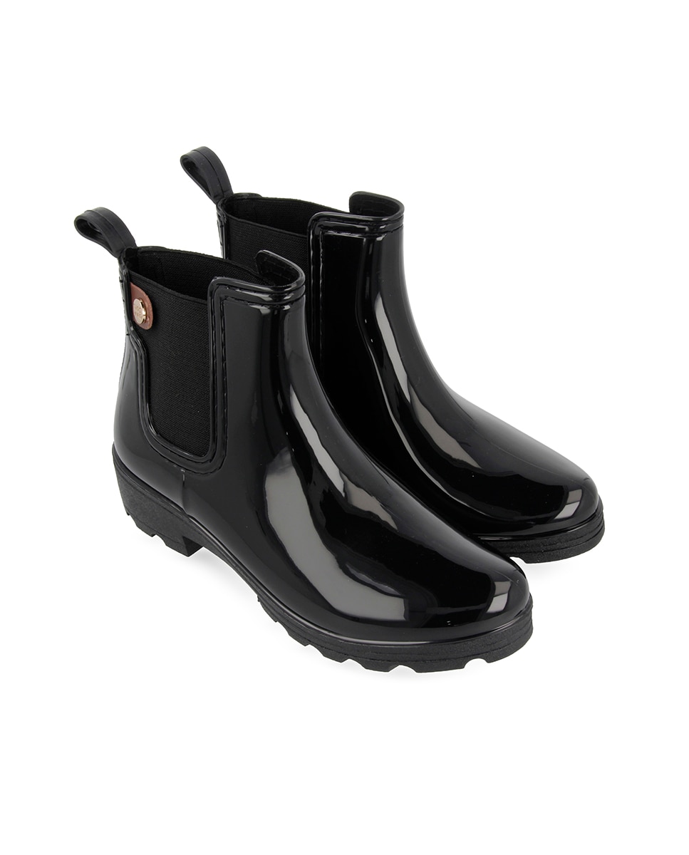Botins de Água Estilo Chelsea com Elásticos Laterais Preto-5