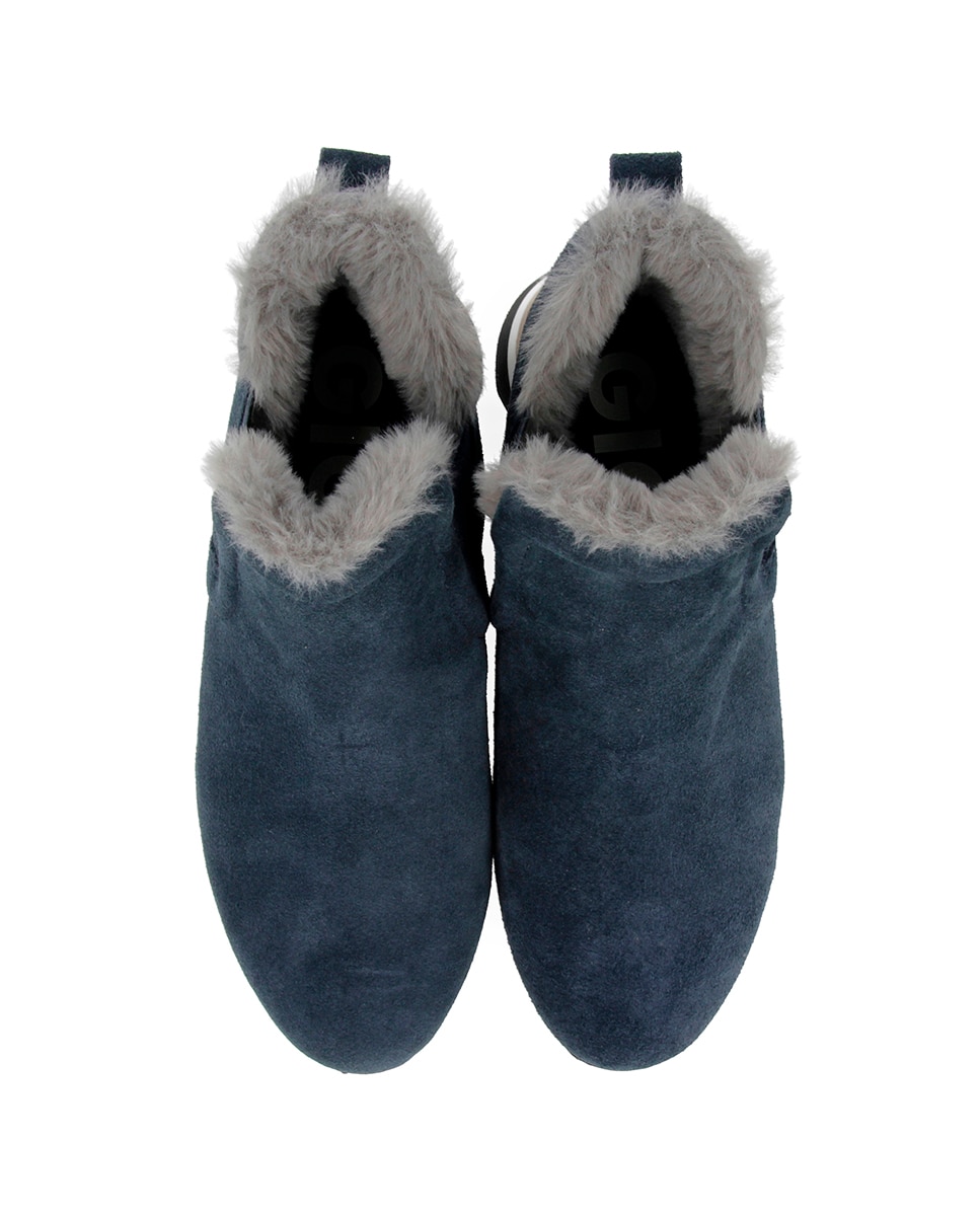 Sapatilhas de Camurça Estilo Botim com Palmilha de Látex Azul-marinho-5