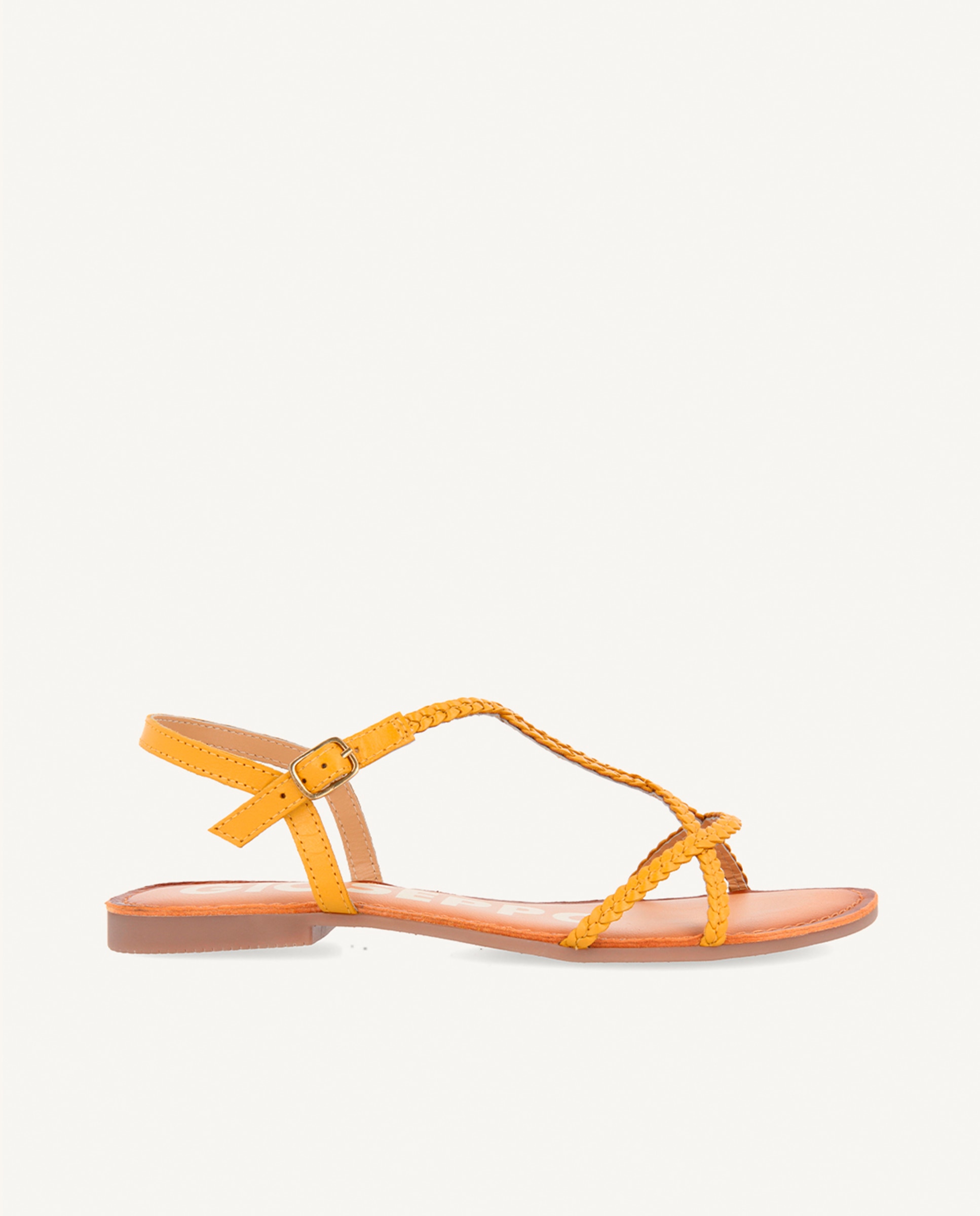 Imagem 0 de Sandálias Rasas de Pele com Tiras Entrançadas e Palmilha Suave