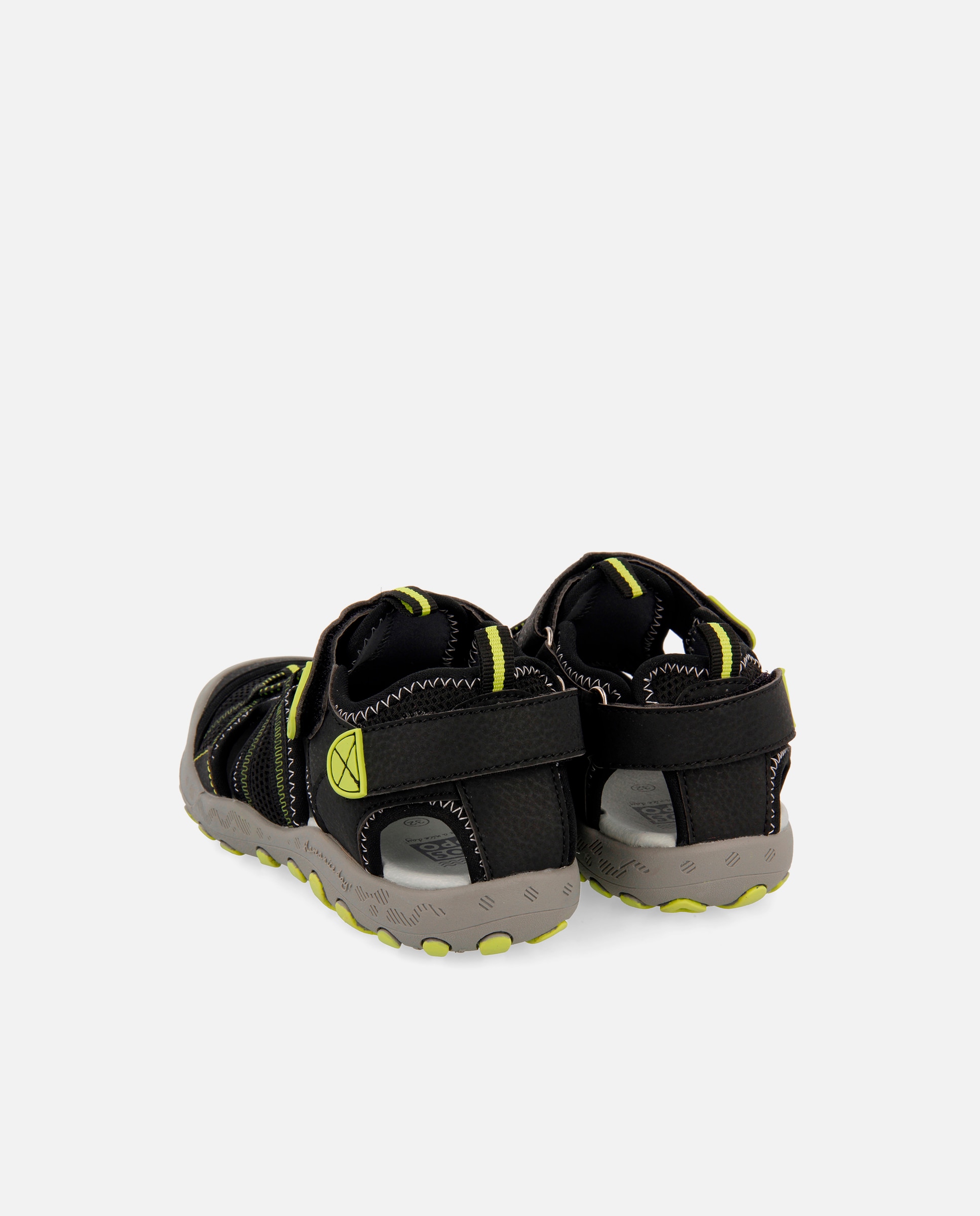 Sandálias Fechadas Infantil Tipo Cangrejera com Biqueira Reforçada Transpiráveis Gioseppo Preto / Amarelo-flúor-4