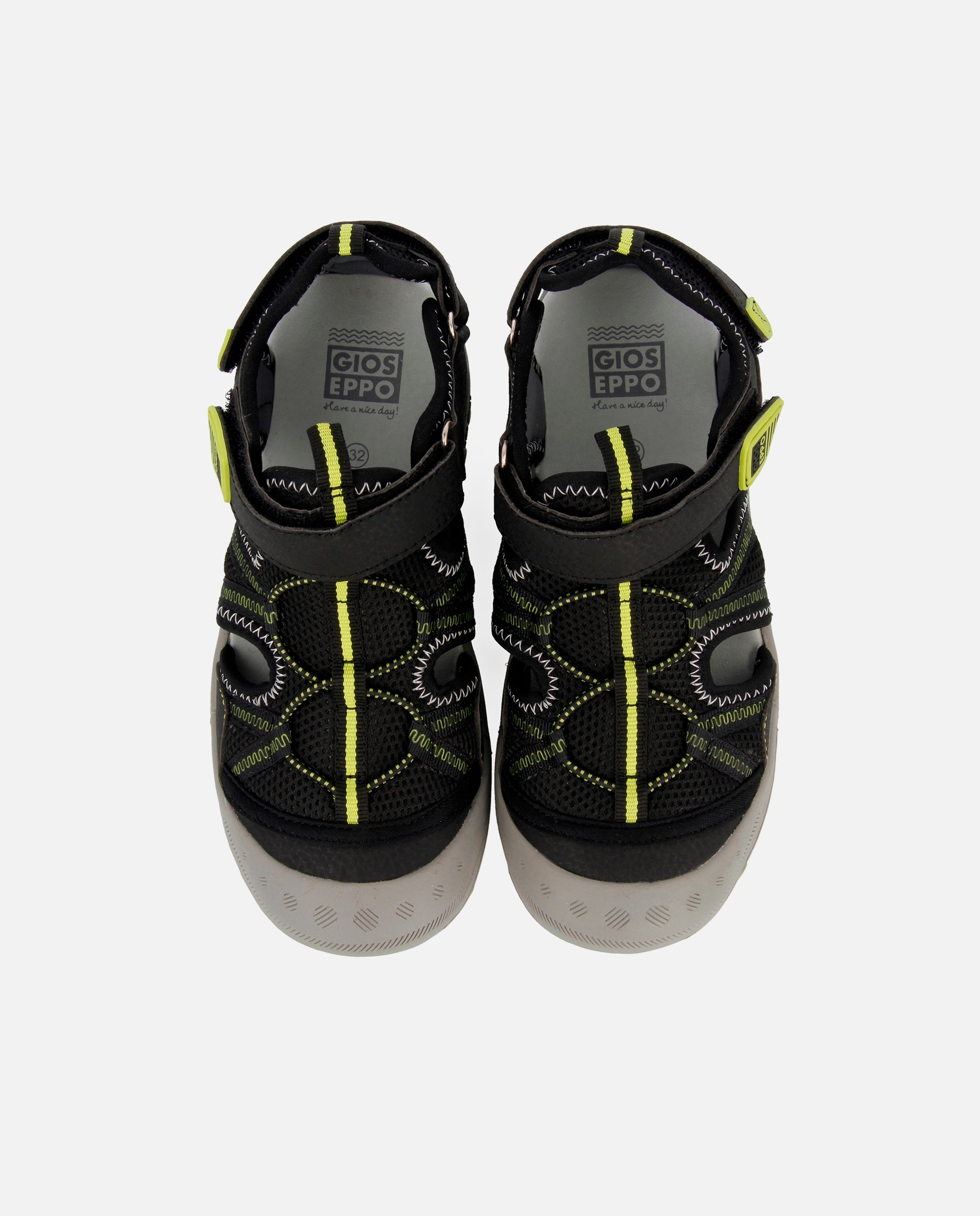 Sandálias Fechadas Infantil Tipo Cangrejera com Biqueira Reforçada Transpiráveis Gioseppo Preto / Amarelo-flúor-5