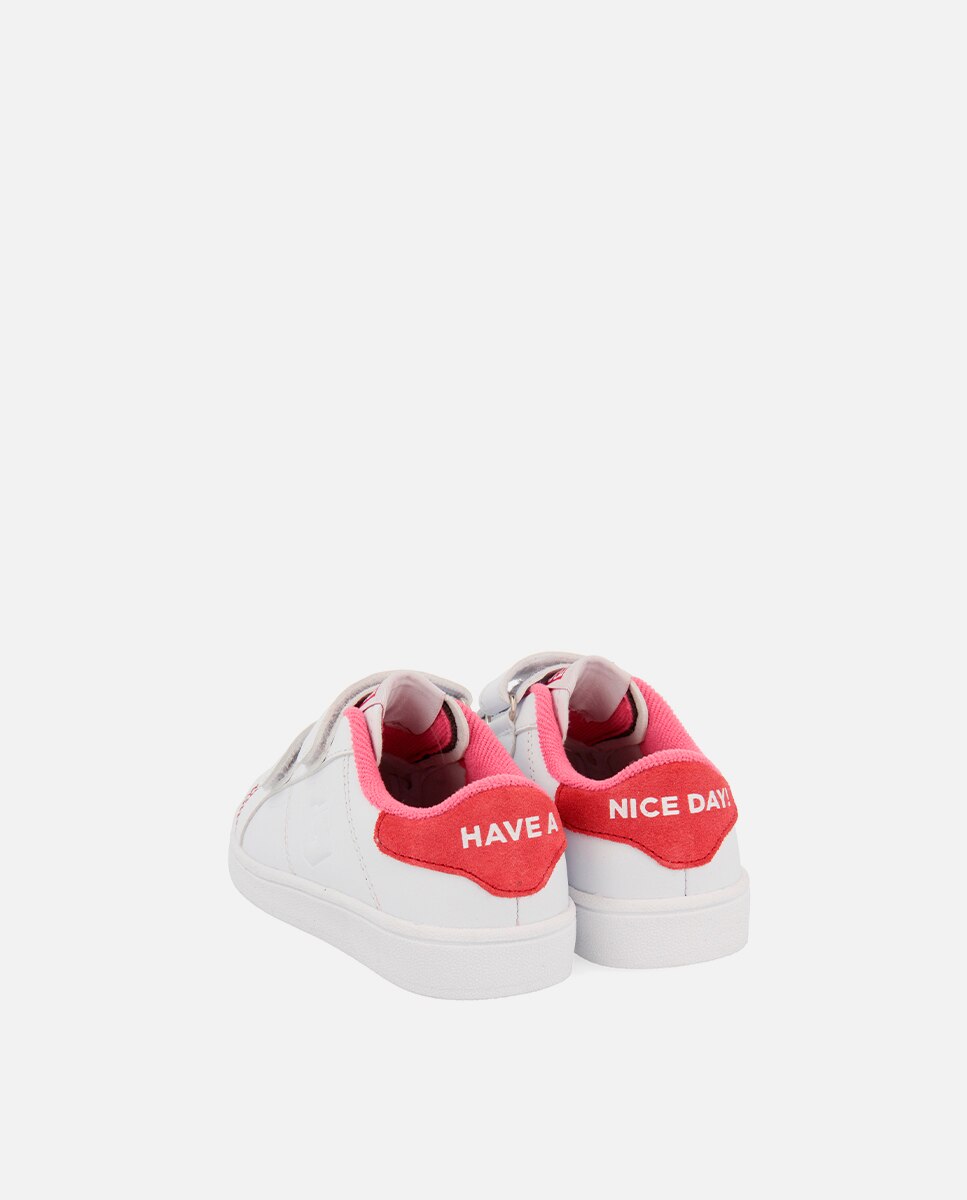 Sapatos de Colégio Desportivos em Pele com Fecho Duplo de Velcro Gioseppo Rosa-4