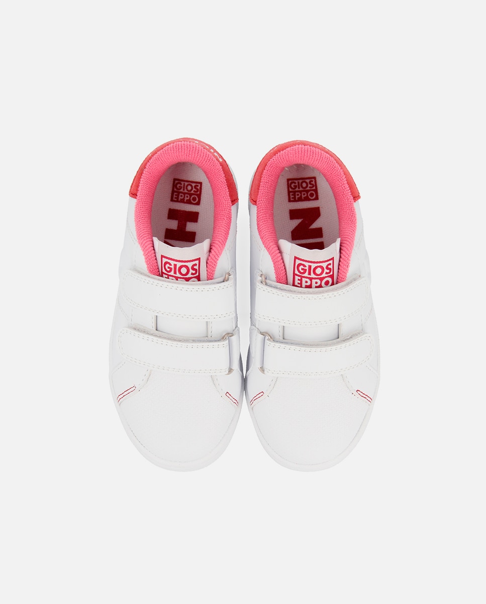 Sapatos de Colégio Desportivos em Pele com Fecho Duplo de Velcro Gioseppo Rosa-5