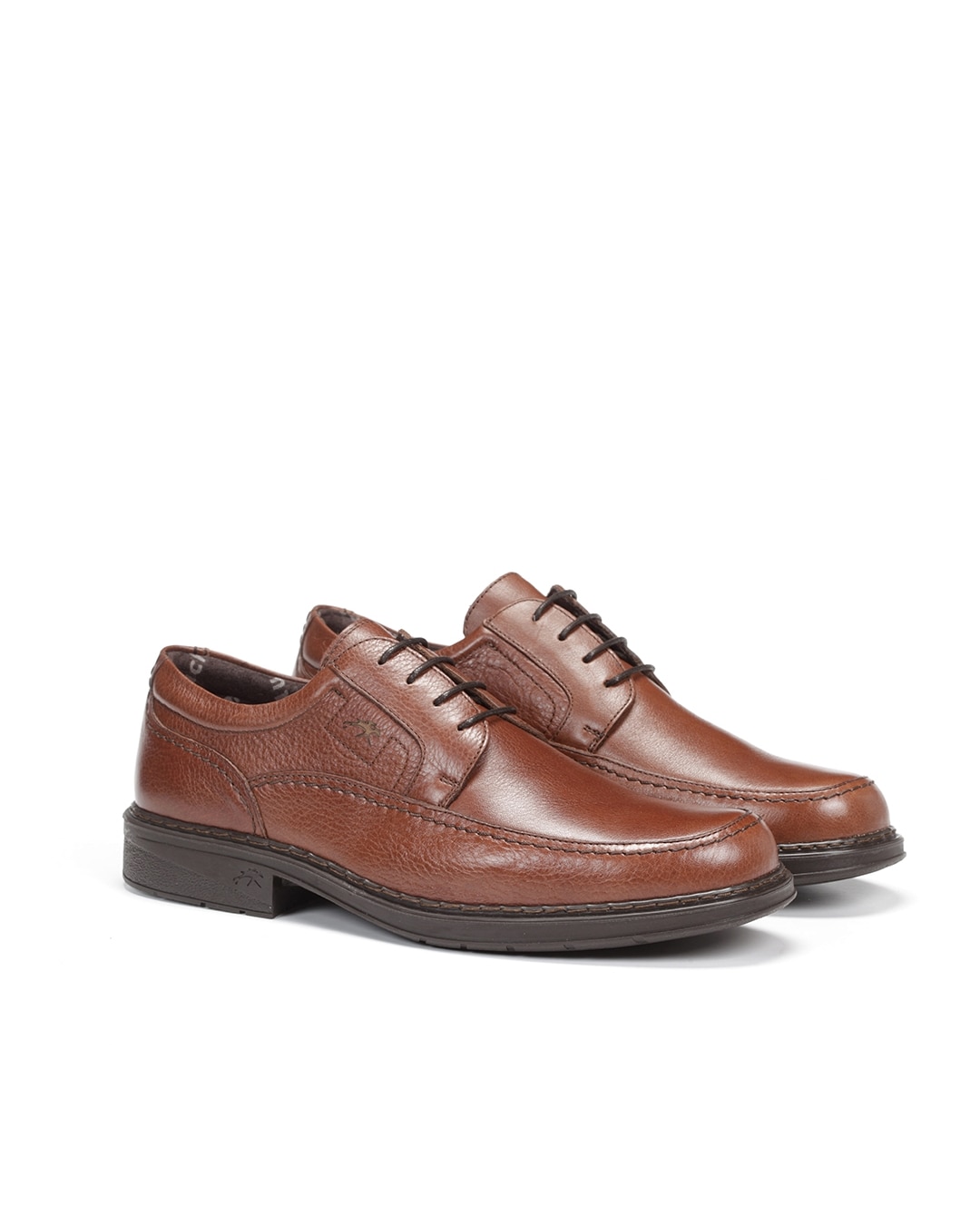 Sapatos de Cordões Fabricados em Pele Castanho-2