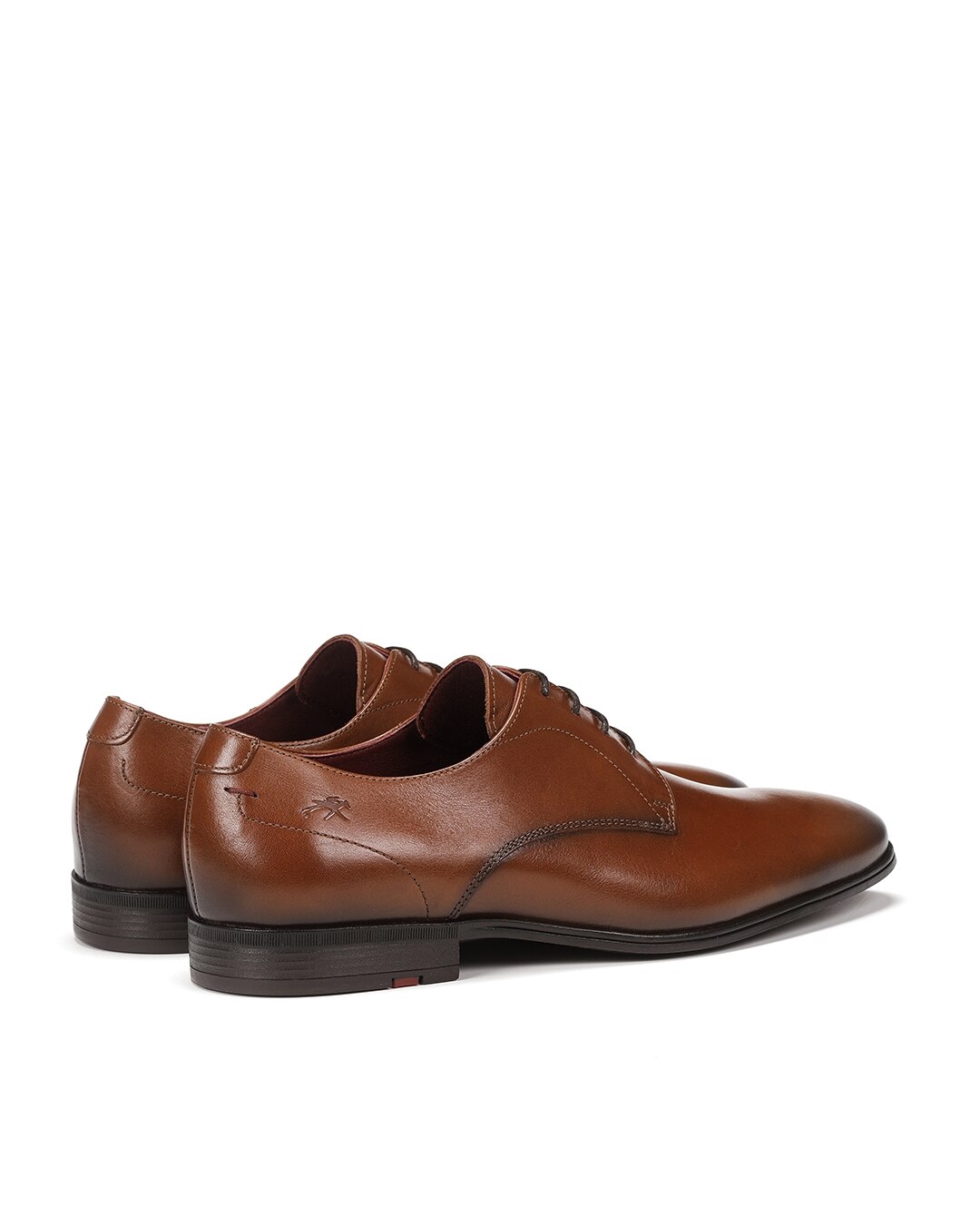 Sapatos de Cordões Fabricados em Pele Castanho-3