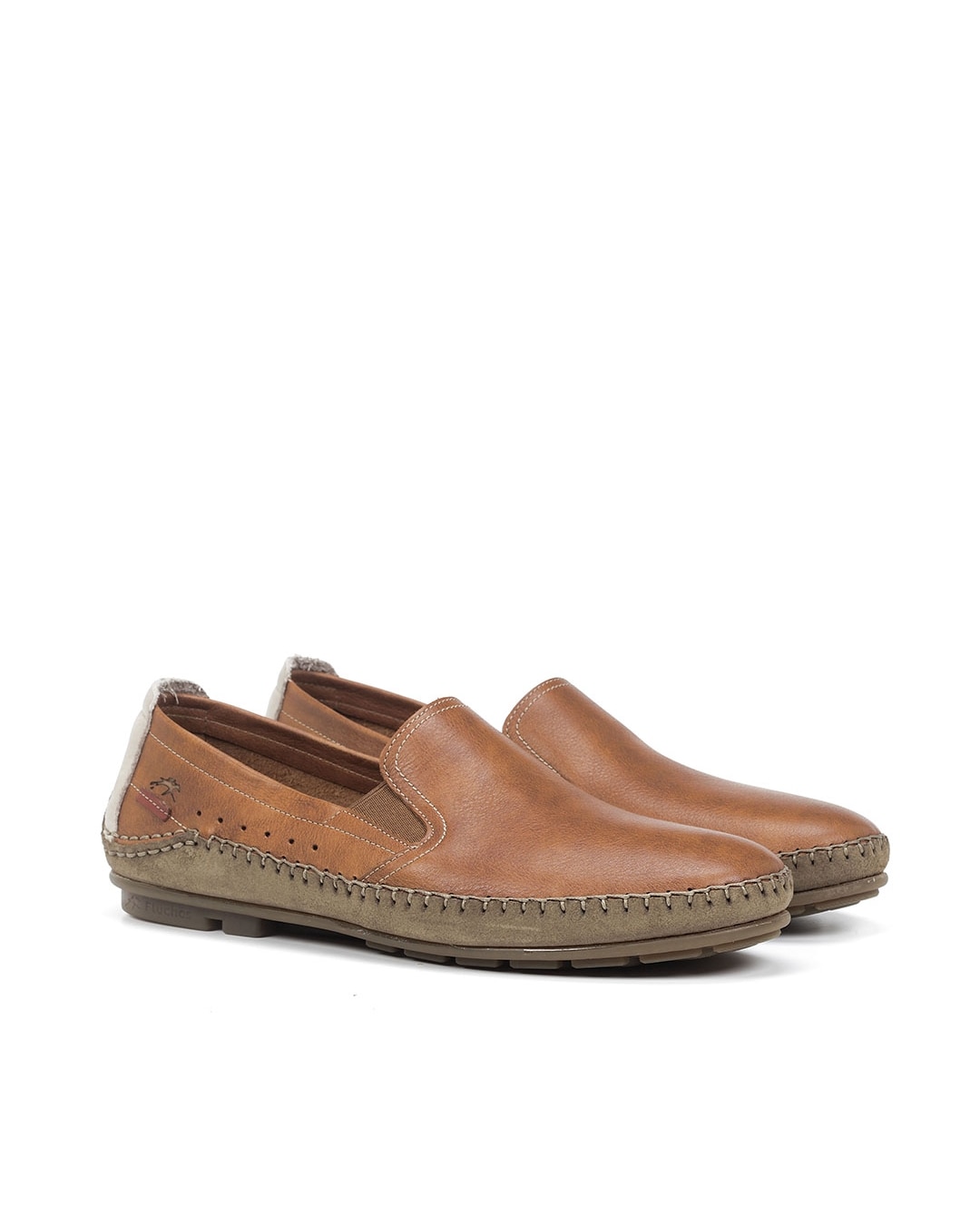 Mocassins Fabricados em Pele Castanho-claro-2