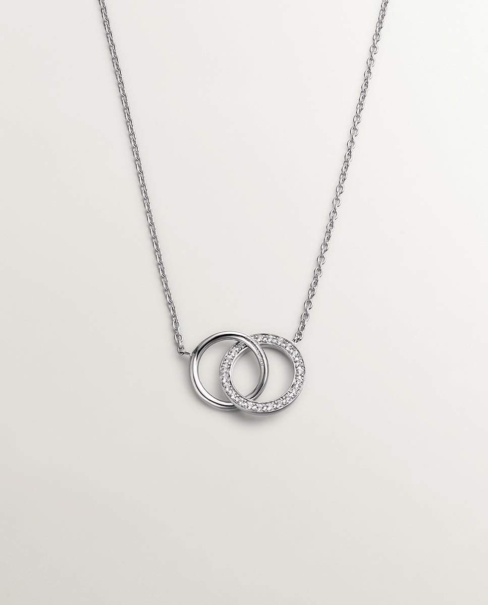 Pendente de Prata 925 com Círculos e Topázios em Branco Branco-1