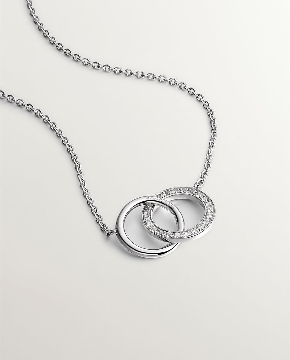 Pendente de Prata 925 com Círculos e Topázios em Branco Branco-3