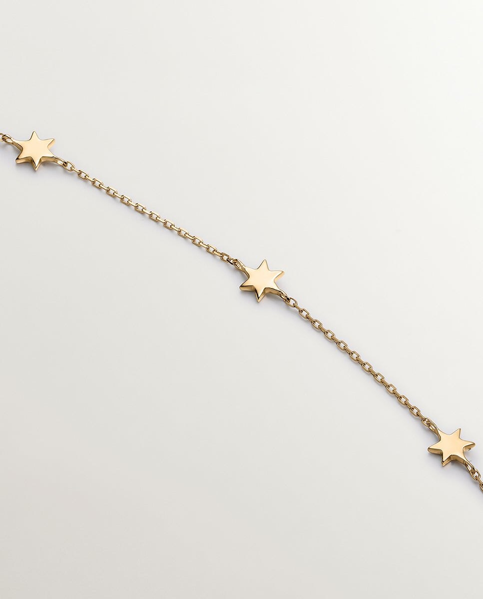 Colar de Ouro Amarelo de 9k com Estrelas Ouro-5