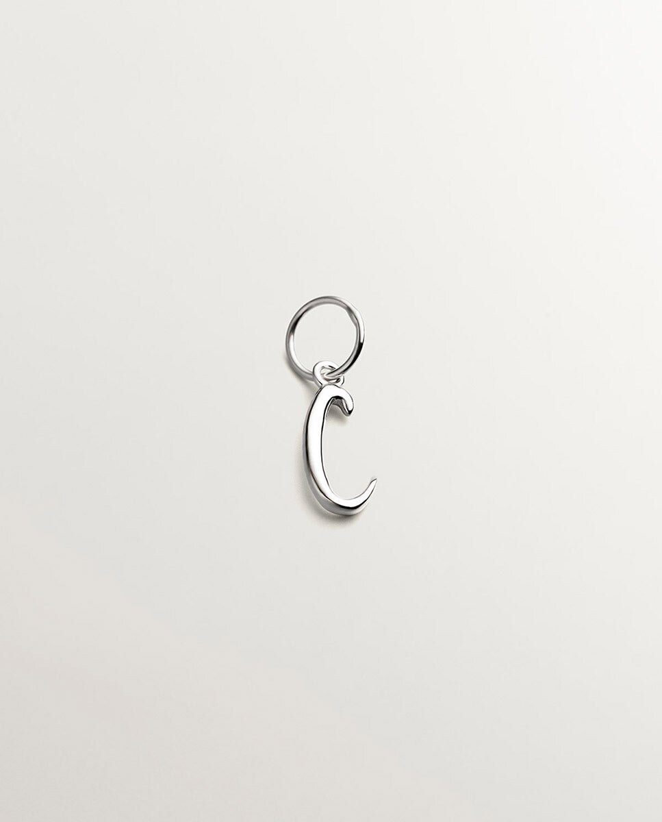Charm de Prata com Inicial C Prata-1