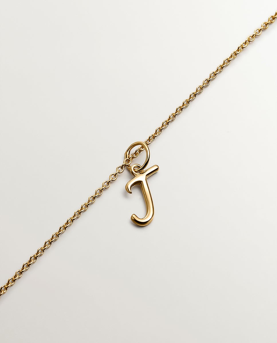 Charm de Prata 925 Banhada em Ouro Amarelo de 18k com Inicial J Ouro-3