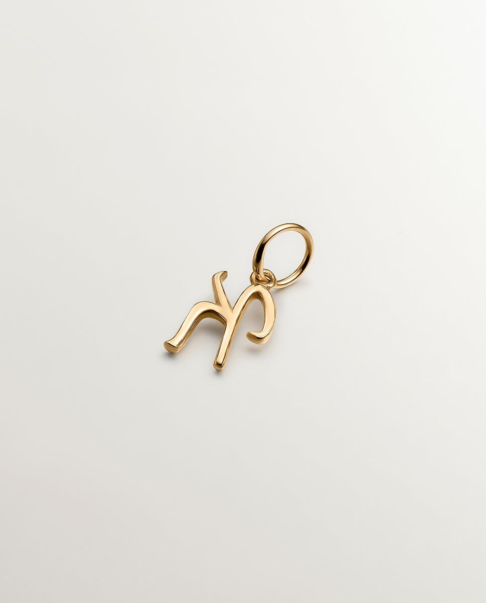 Charm de Prata 925 Banhada em Ouro Amarelo de 18k com Inicial K Ouro-2