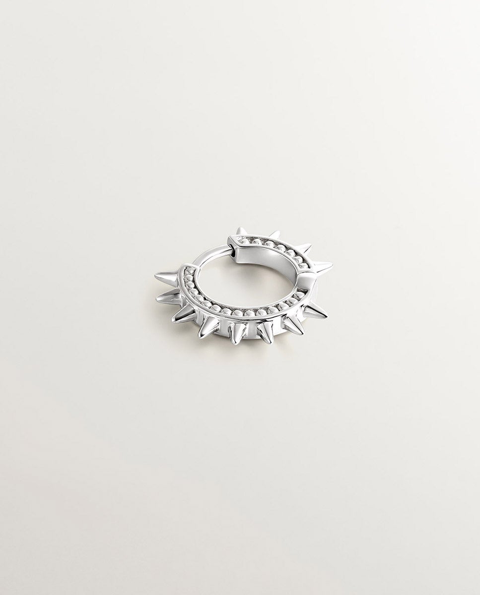 Pendente de Aro Individual de Ouro Branco de 9k com Pontas e Esferas Prata-3