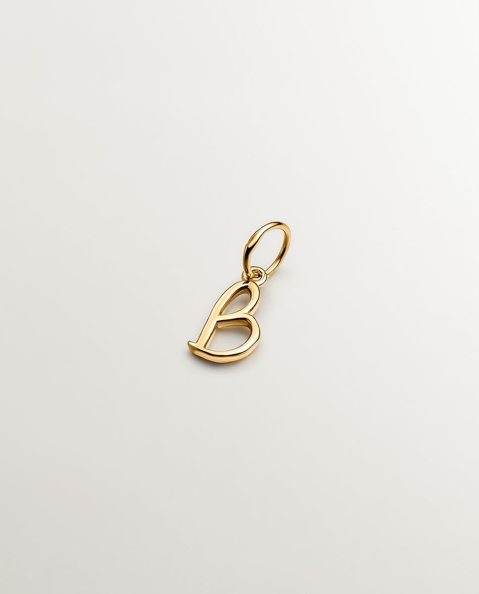 Charm de Prata 925 Banhada em Ouro Amarelo de 18k com Inicial B Ouro-1