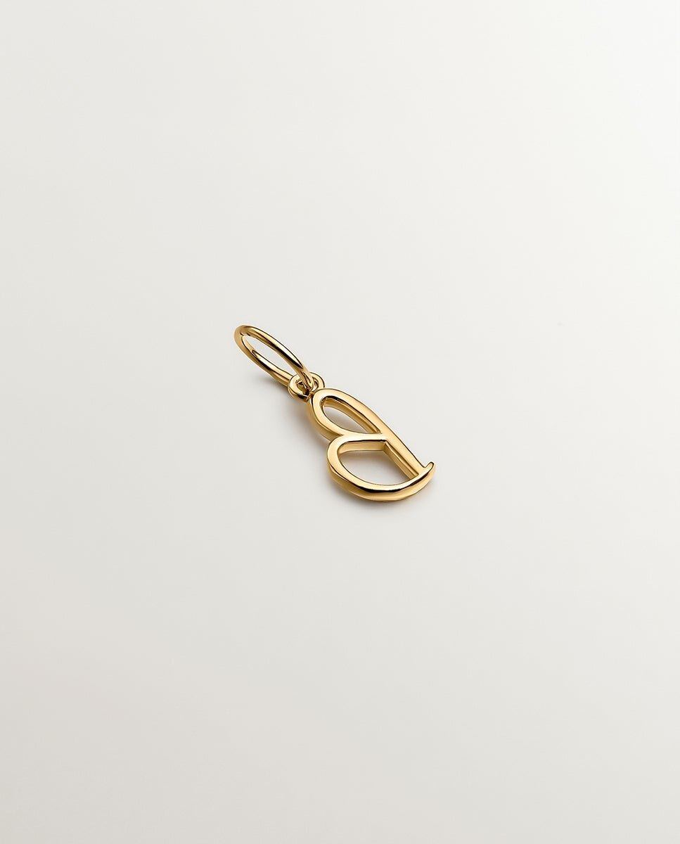 Charm de Prata 925 Banhada em Ouro Amarelo de 18k com Inicial B Ouro-2