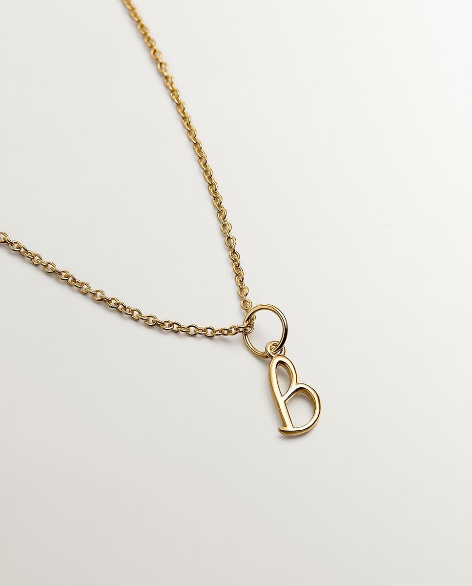 Charm de Prata 925 Banhada em Ouro Amarelo de 18k com Inicial B Ouro-3
