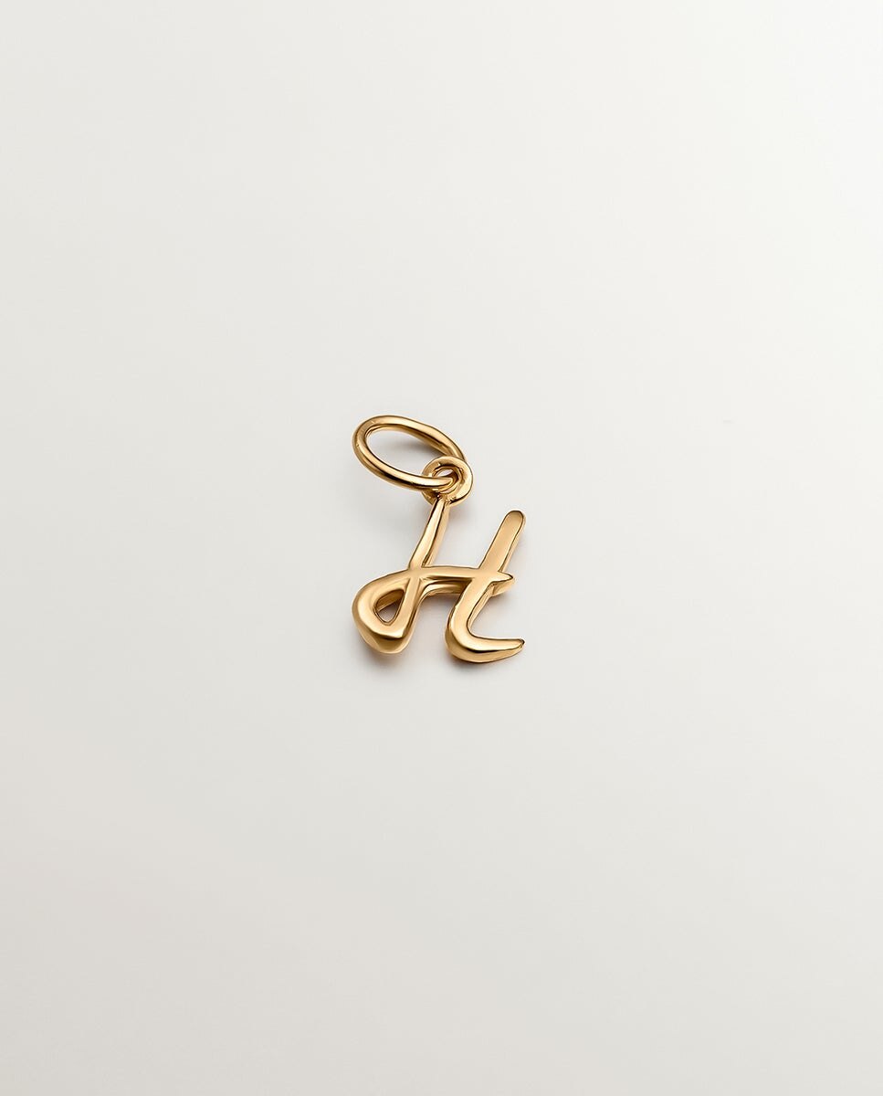 Charm de Prata 925 Banhada em Ouro Amarelo de 18k com Inicial H Ouro-1