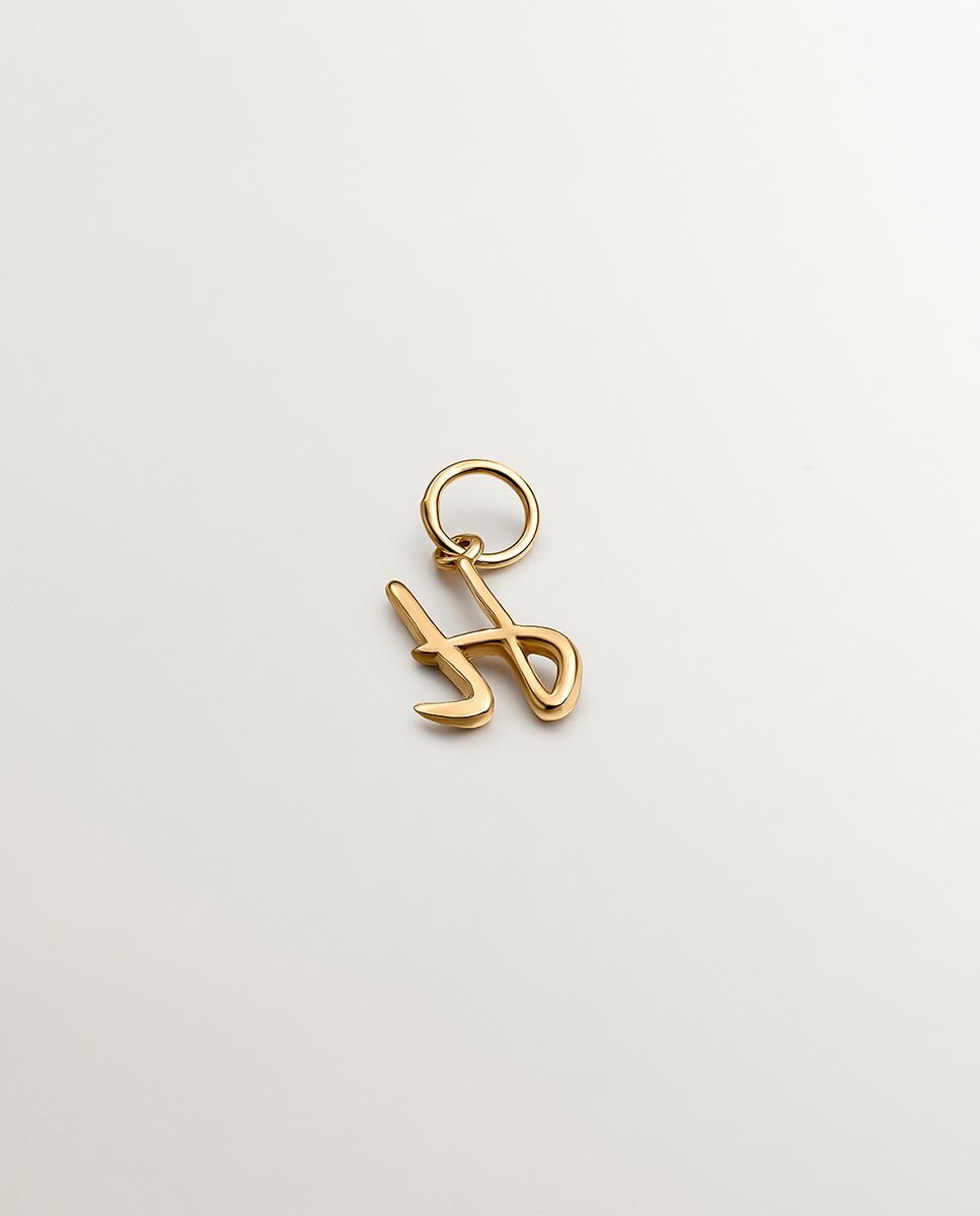 Charm de Prata 925 Banhada em Ouro Amarelo de 18k com Inicial H Ouro-2