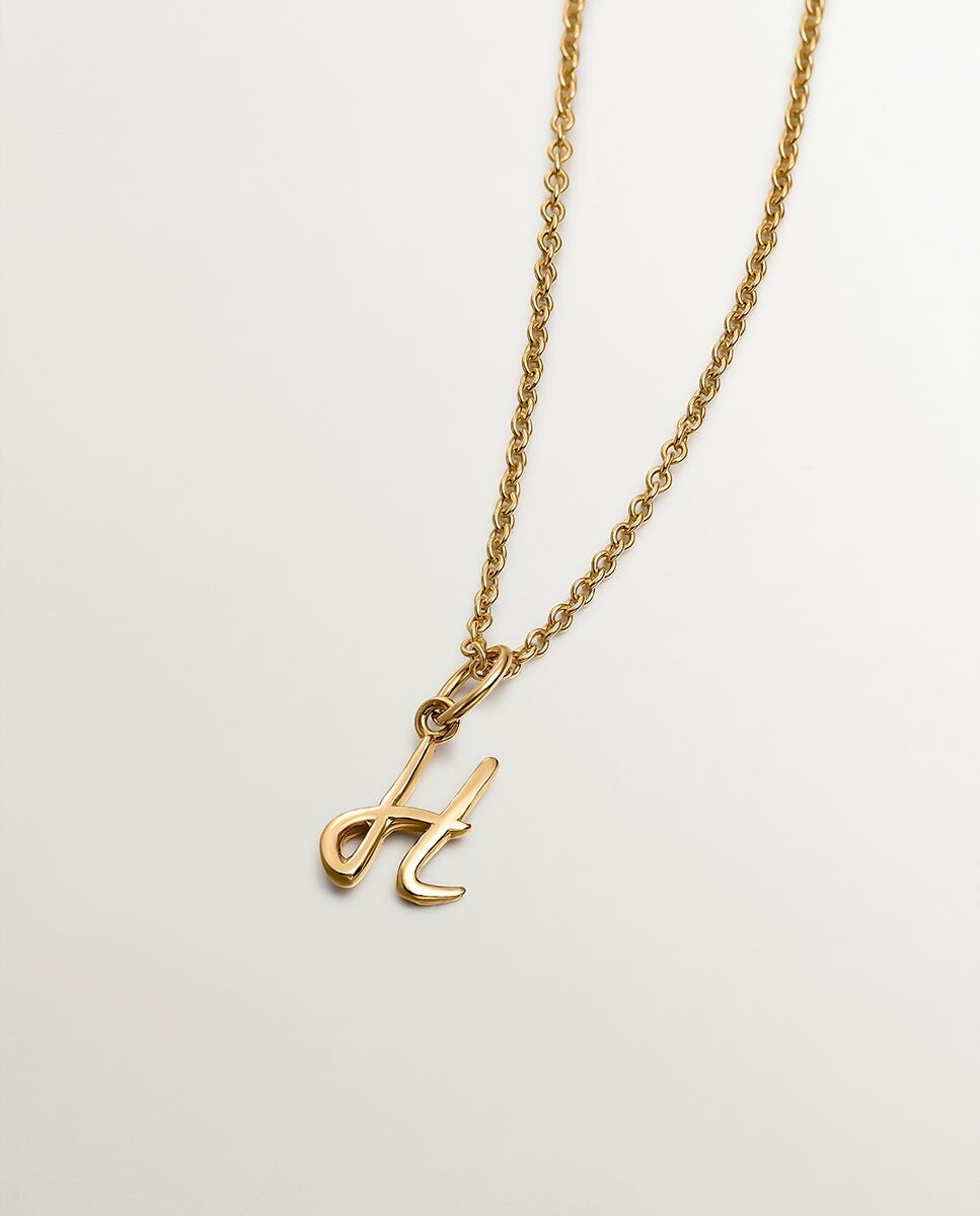 Charm de Prata 925 Banhada em Ouro Amarelo de 18k com Inicial H Ouro-3
