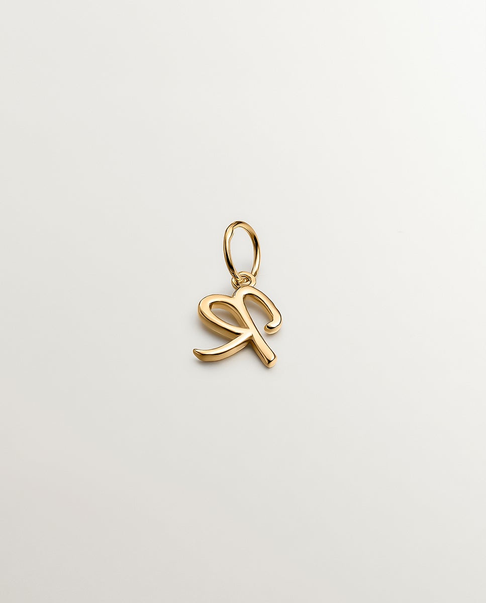 Charm de Prata 925 Banhada em Ouro Amarelo de 18k com Inicial R Ouro-2