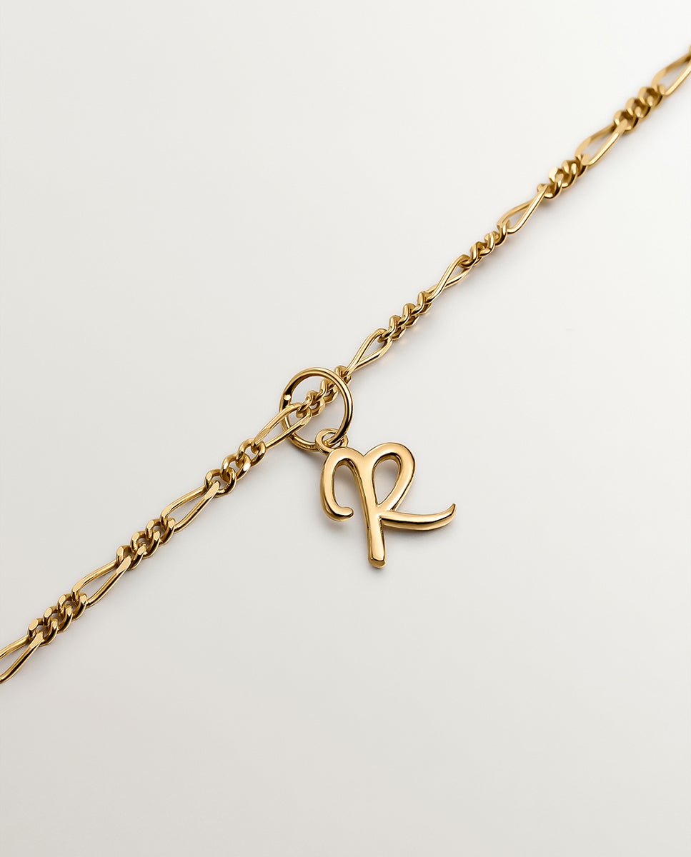 Charm de Prata 925 Banhada em Ouro Amarelo de 18k com Inicial R Ouro-3