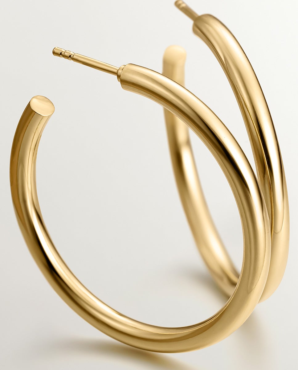 Brincos de Aro Grandes de Prata 925 Banhada em Ouro Amarelo de 18k Ouro-5