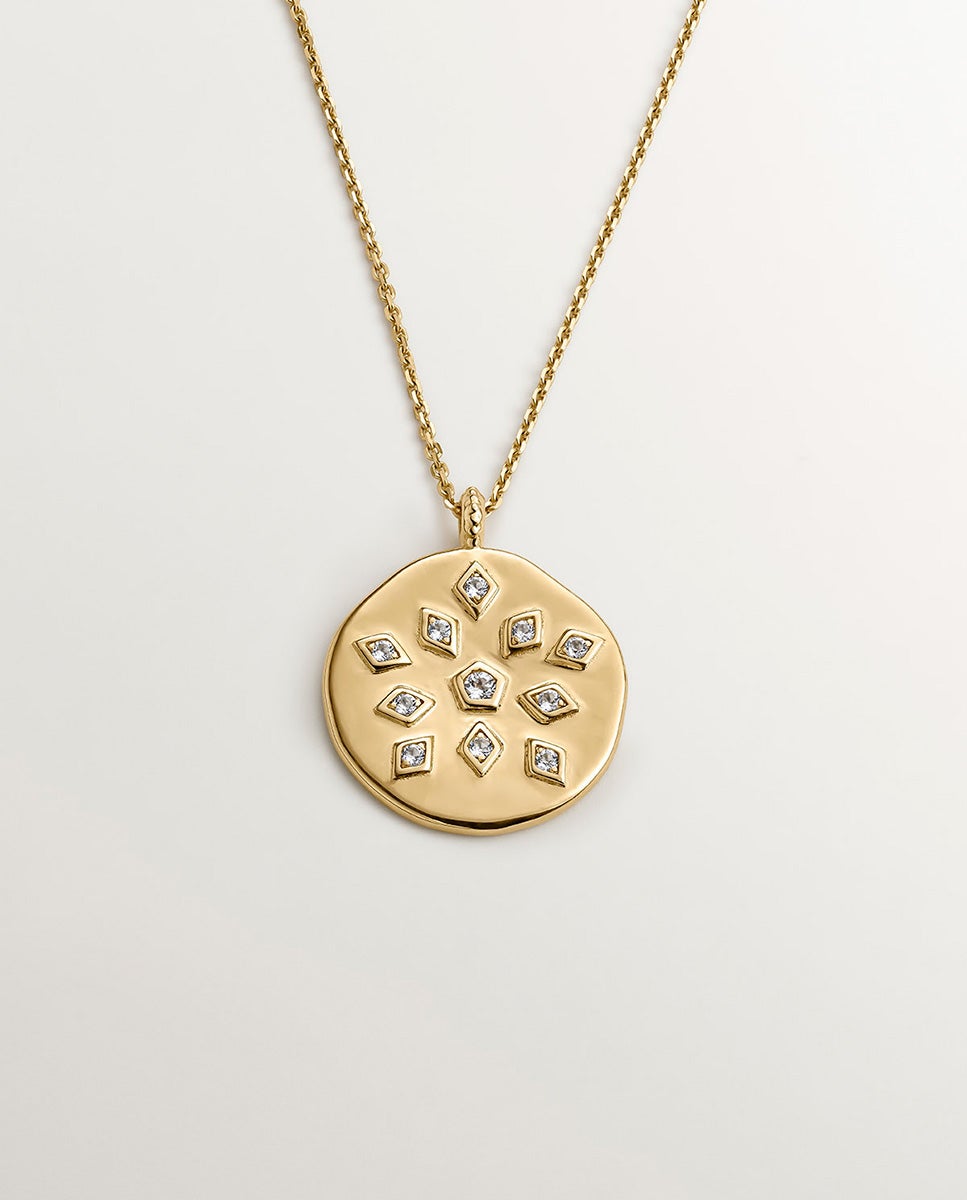 Imagem 0 de Pendentes de Prata 925 Banhada em Ouro Amarelo de 18k com Medalha e Topázios Brancos